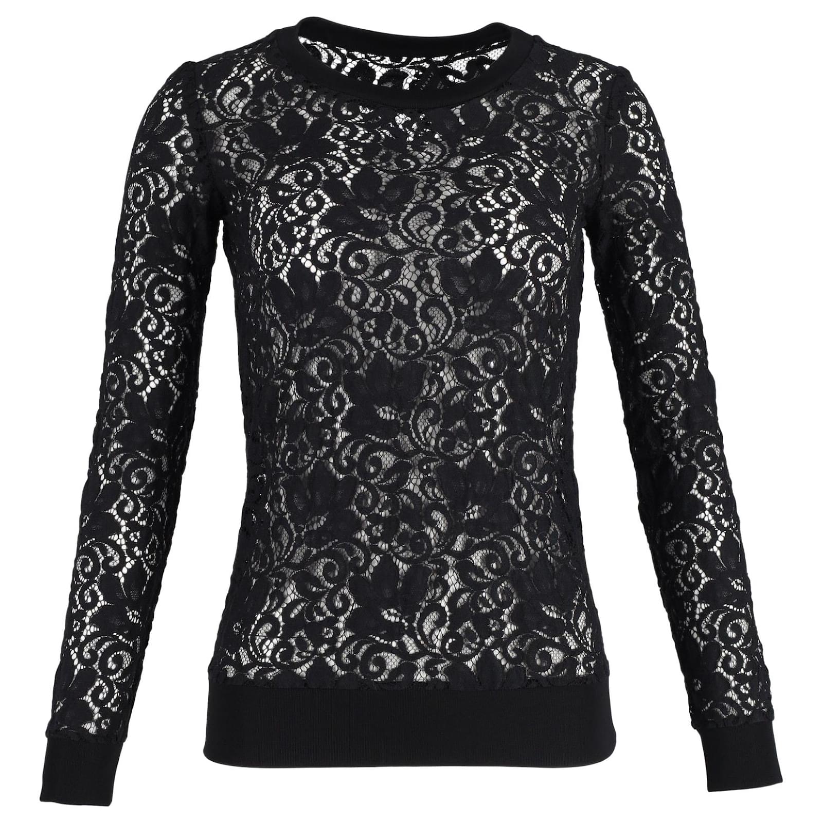 Theory Sheer Long Sleeve Top in Black Cotton Lace ref.1021887 - Joli Closet