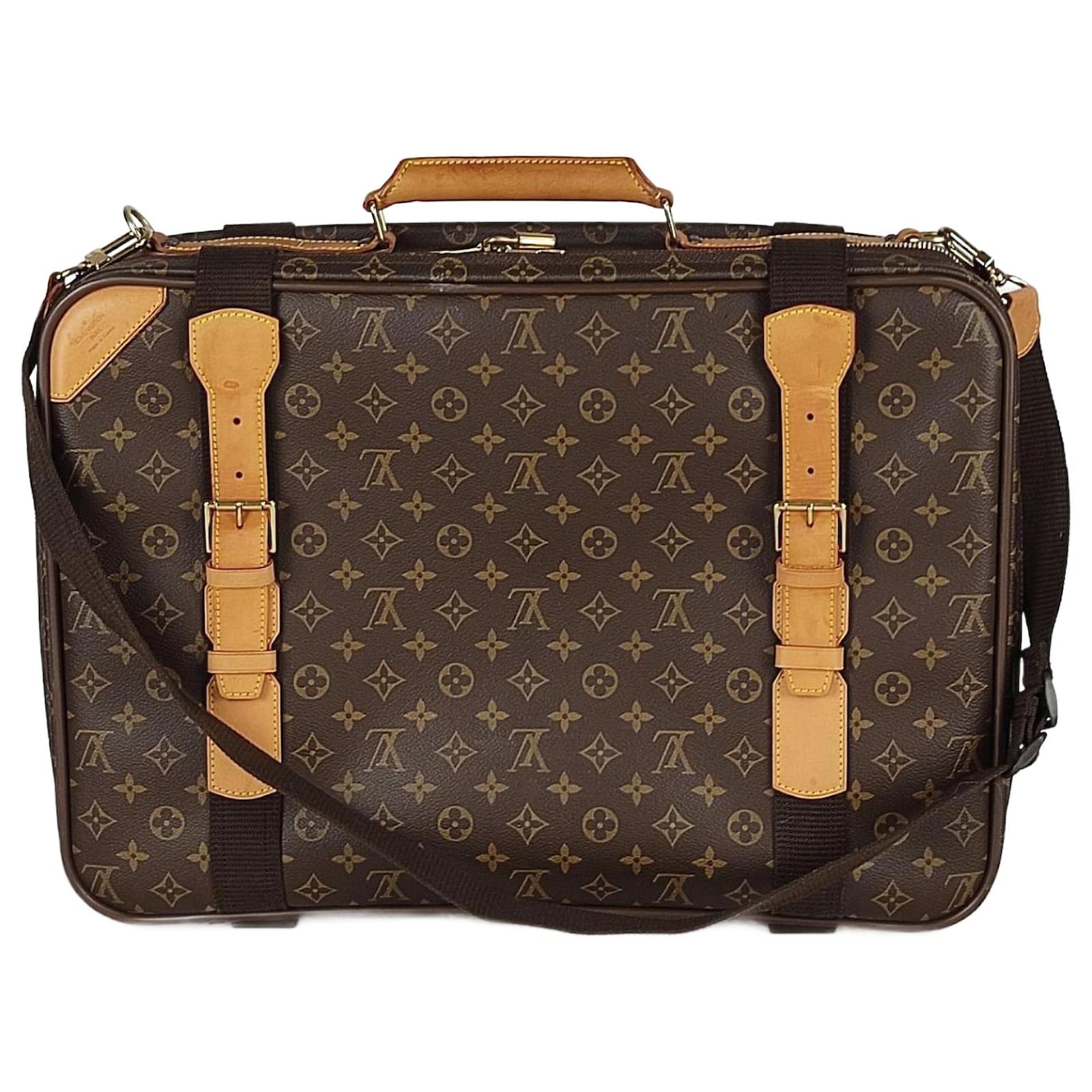 Louis Vuitton suitcase Satellite 50 monogram with shoulder strap Brown  Cloth ref.1023165 - Joli Closet