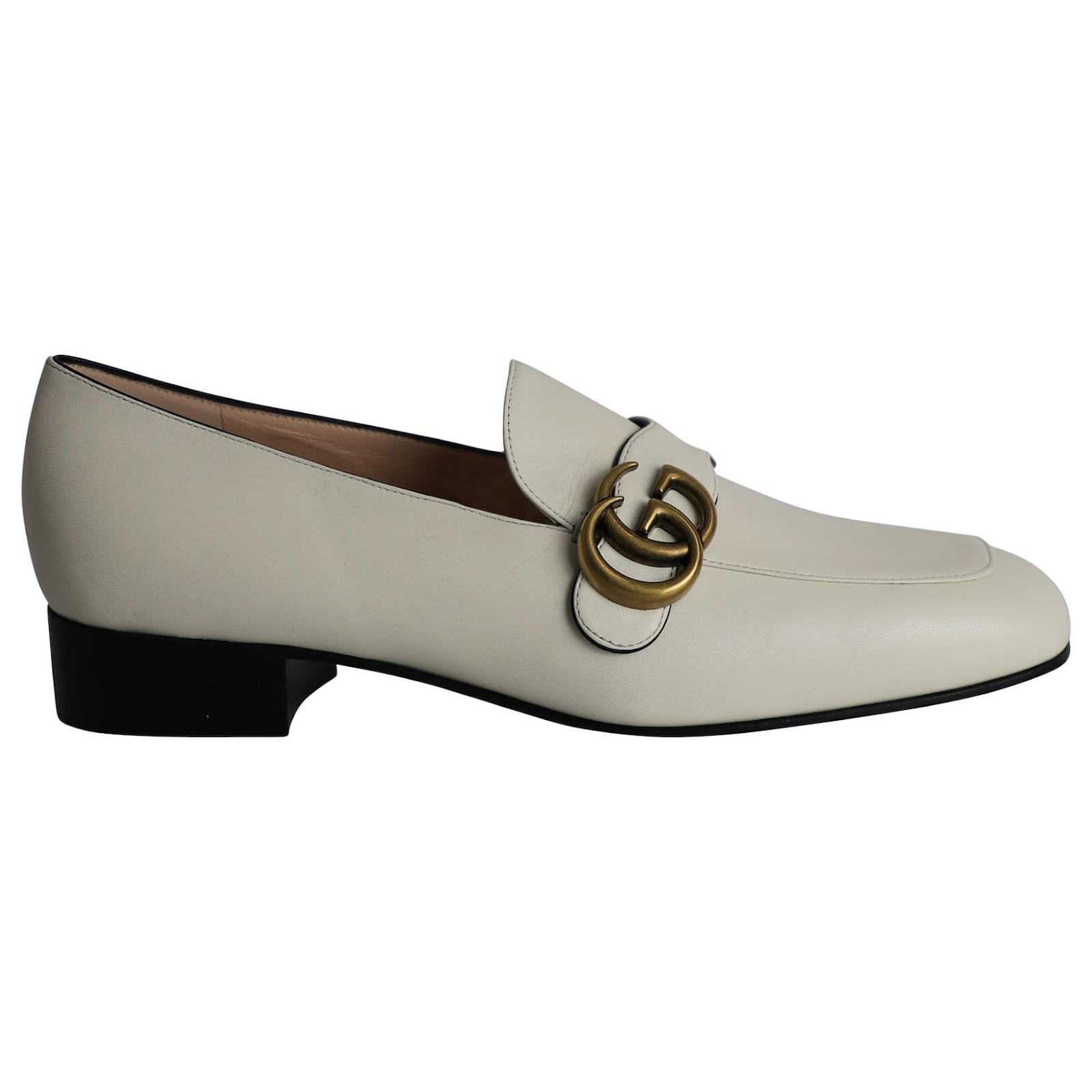 Gucci GG Marmont Loafers in White Leather ref.1023211 - Joli Closet