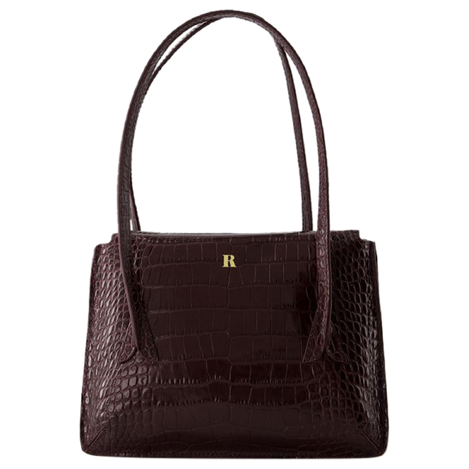 Sac Bandoulière Le J Rouje Cuir Croco Bordeaux Veau façon