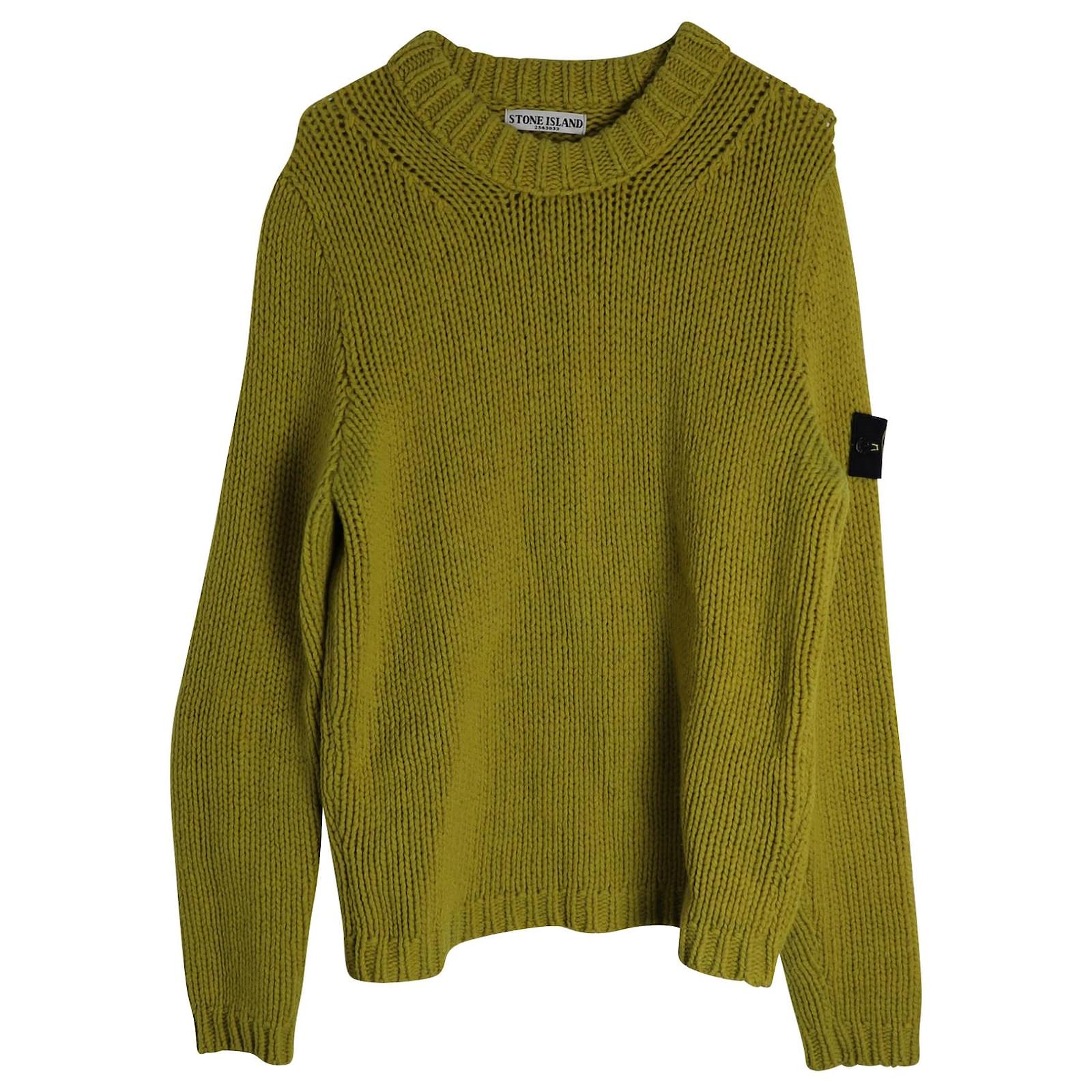 Sweater Maglione Giallo Stone Island Maglione Girocollo A Maglia