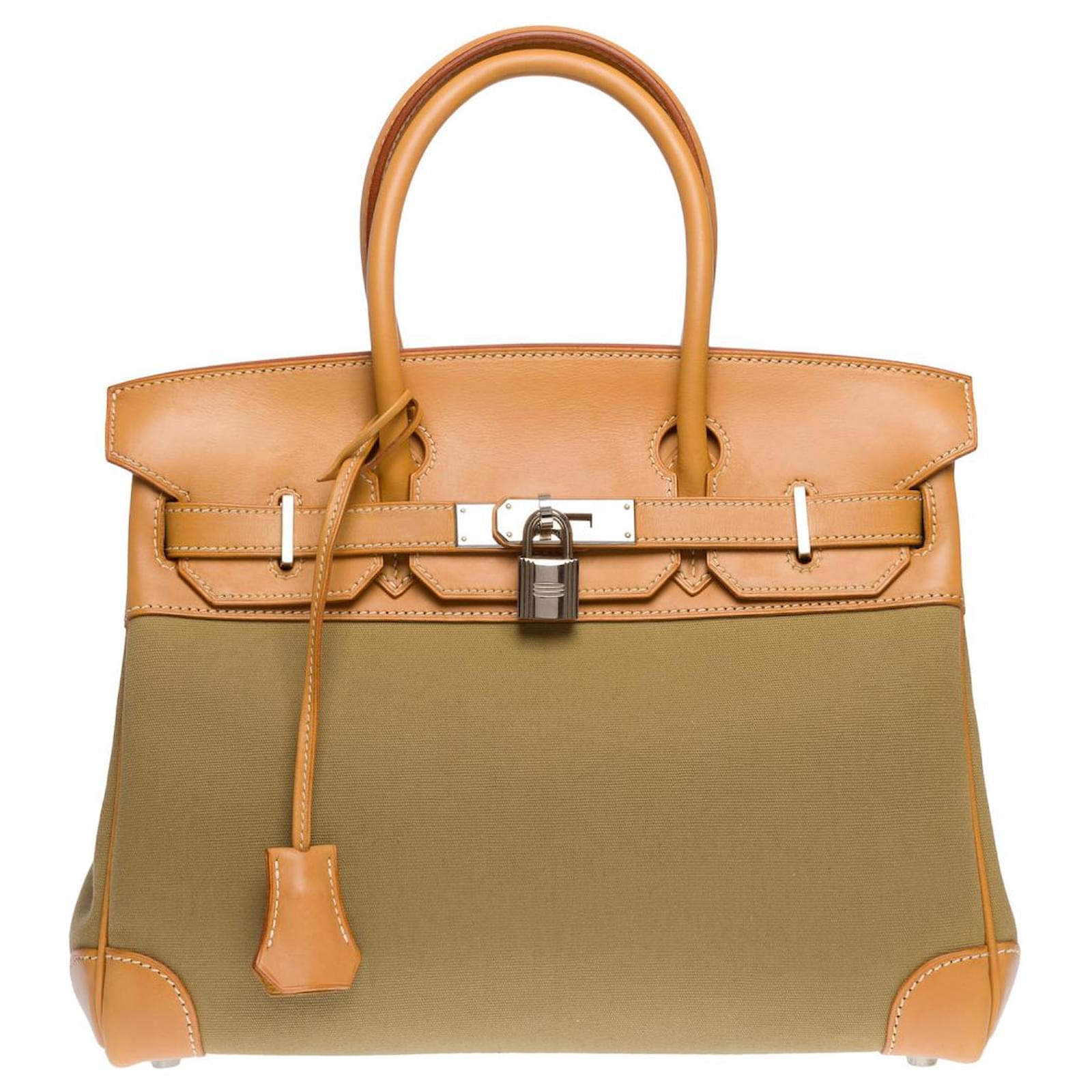 Hermes Birkin Bag Canvas Gold Hardware In Green