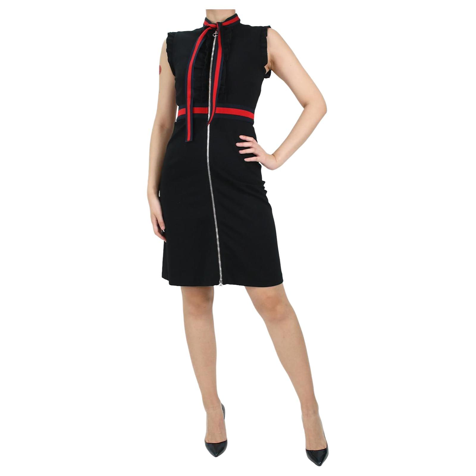 Tubino Abito Nero Gucci Gucci Abito Nero Con Volant Senza Maniche