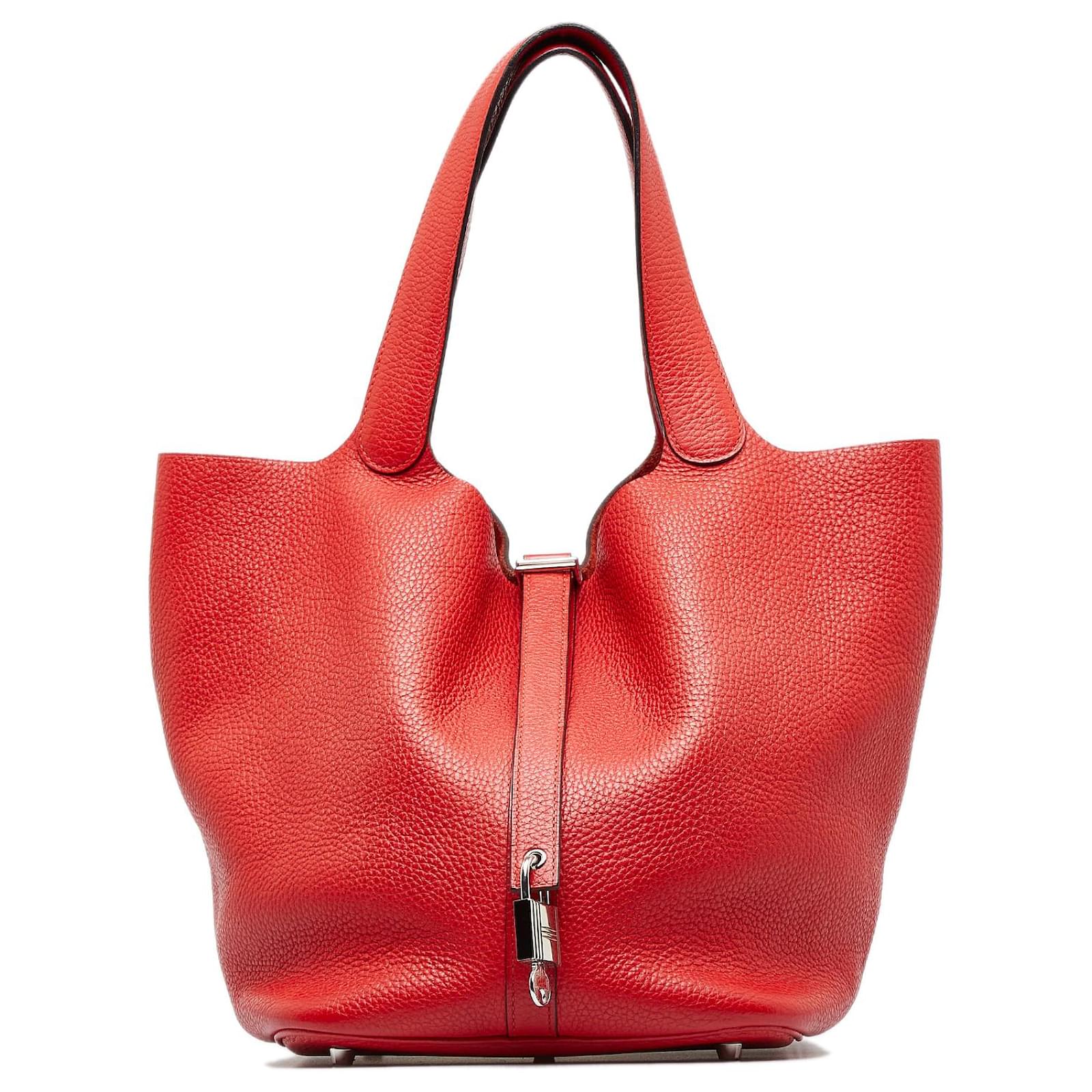 Hermès Hermes Red Clemence Picotin GM Leather Pony-style calfskin