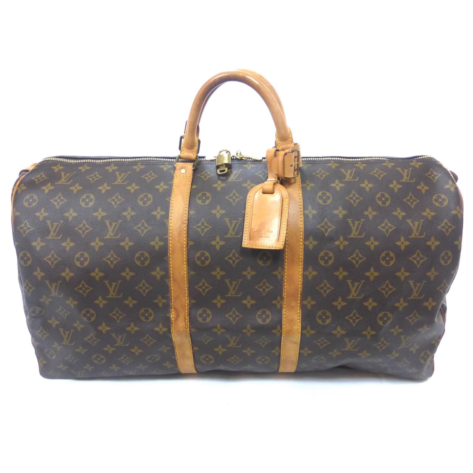 Louis Vuitton Monogram Keepall 60 Duffle Bag Brown