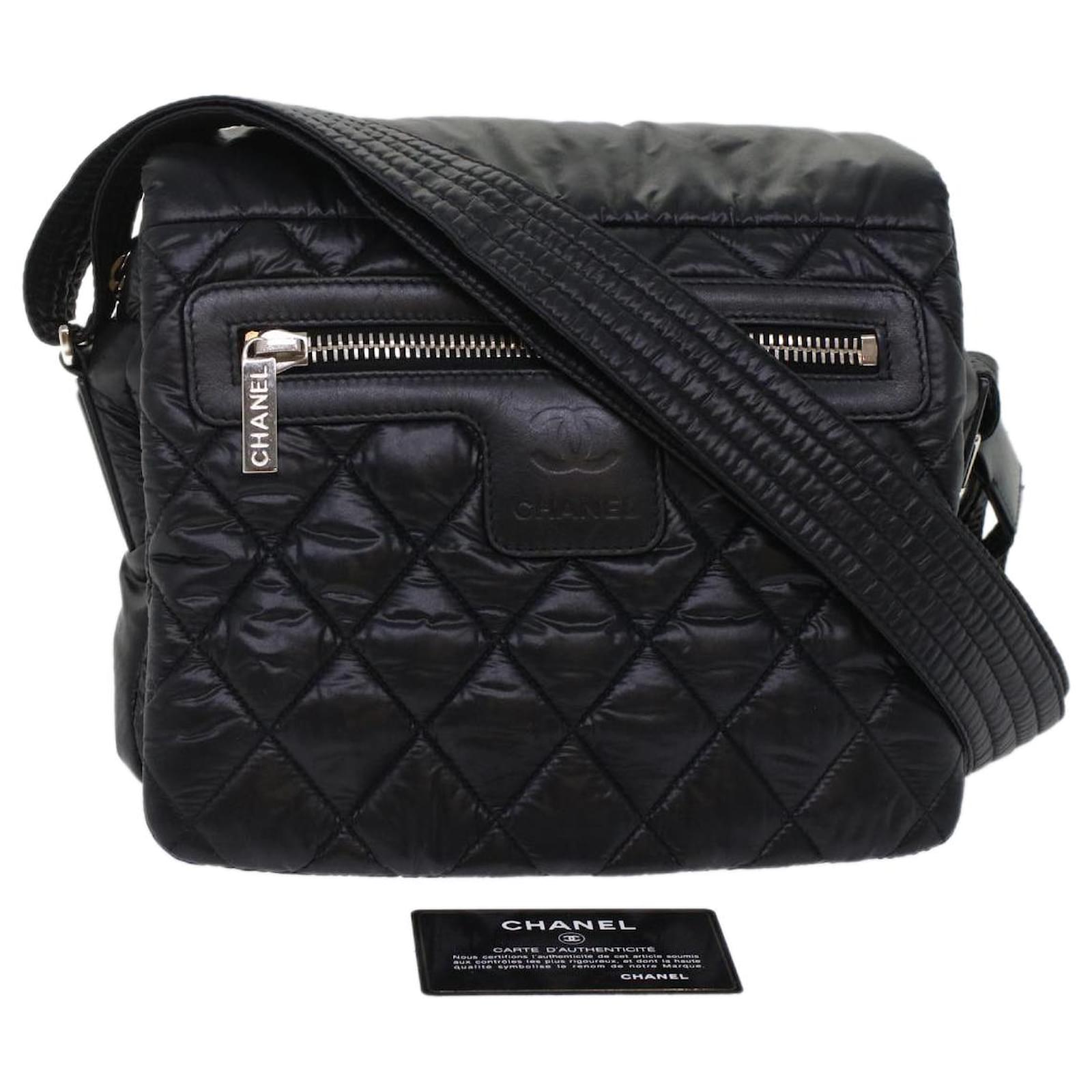 CHANEL Cococoon Shoulder Bag Nylon Black CC Auth 49402a ref
