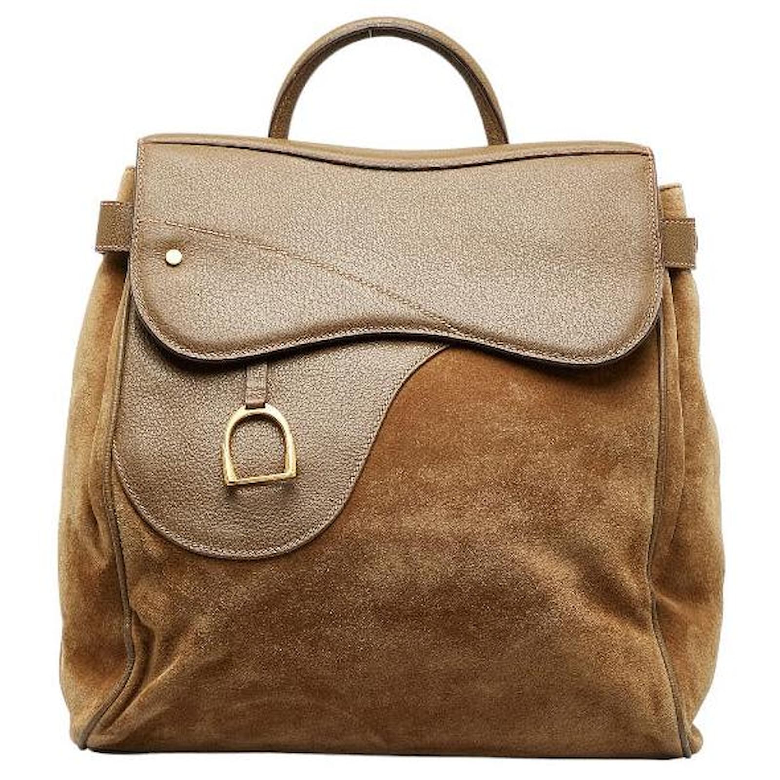 Gucci Suede & Leather Saddle Backpack 003 58 Brown Ponystyle calfskin ref.1025336 Joli Closet