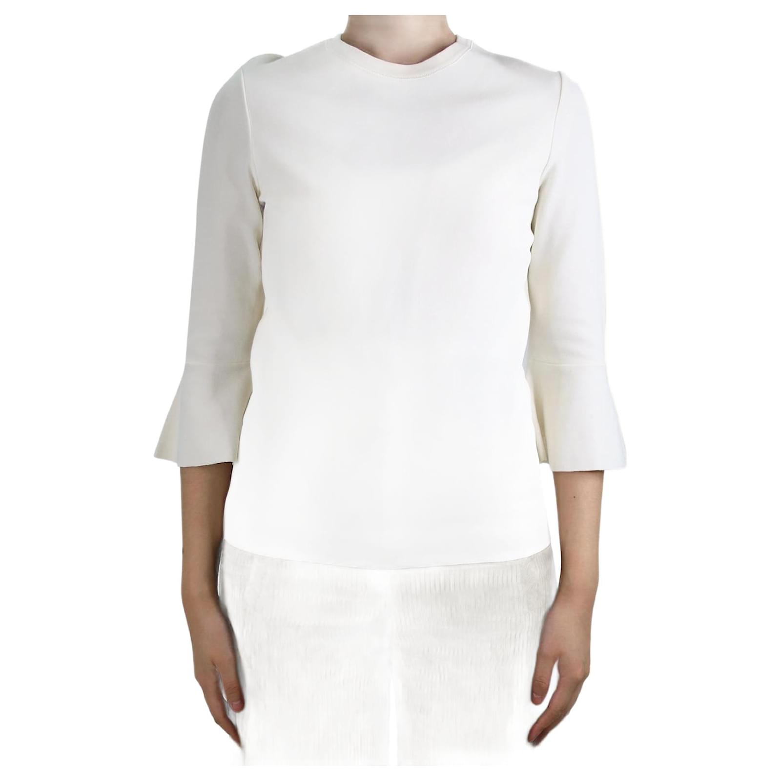 Valentino Top color crema con maniche svasate taglia UK 8 Crudo