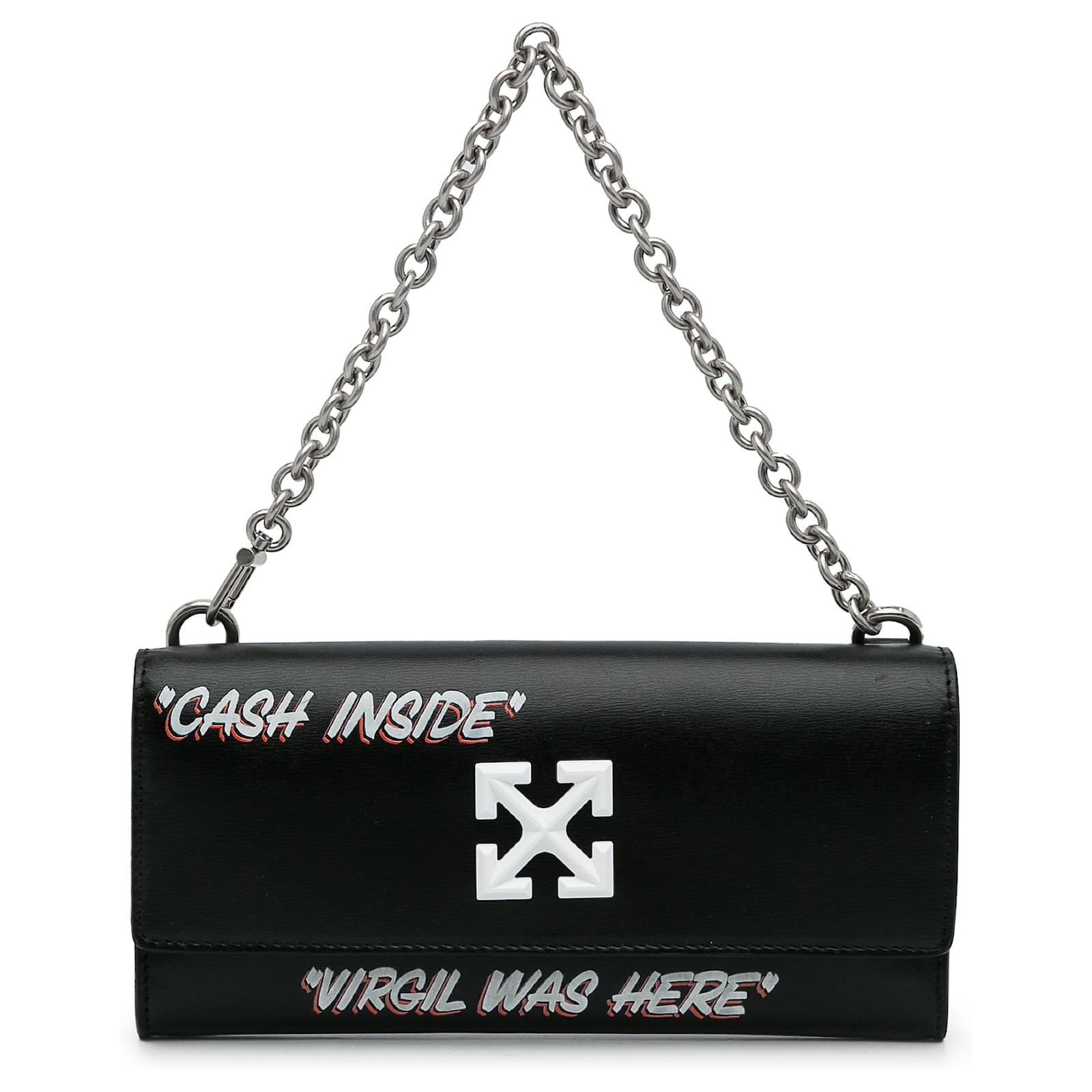 OFF-WHITE 1.4 Jitney Bag CASH INSIDE Off White Black in Leather with  Silver-tone - US