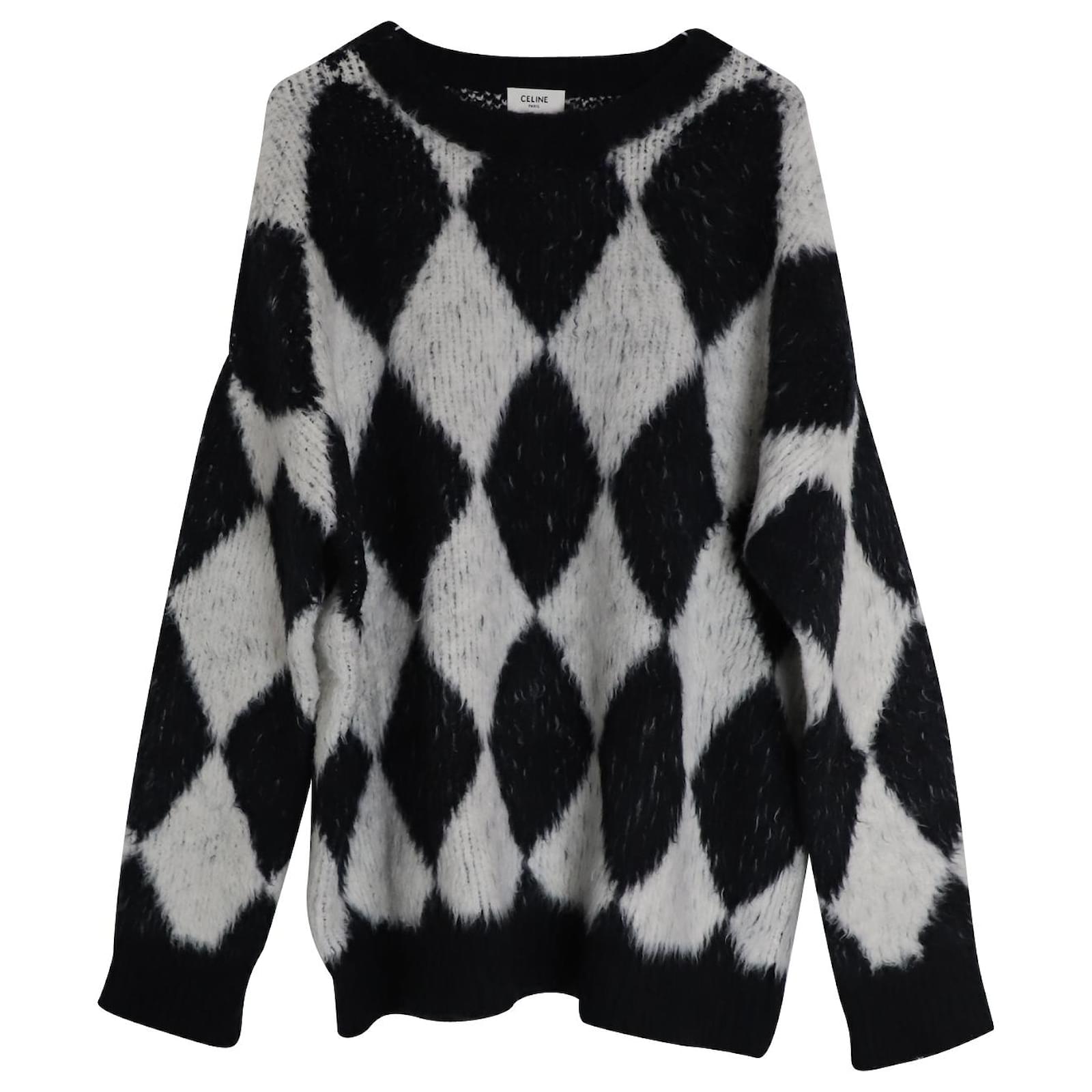 Céline Celine Boxy Surfer Sweater in Black and White Cotton Multiple ...