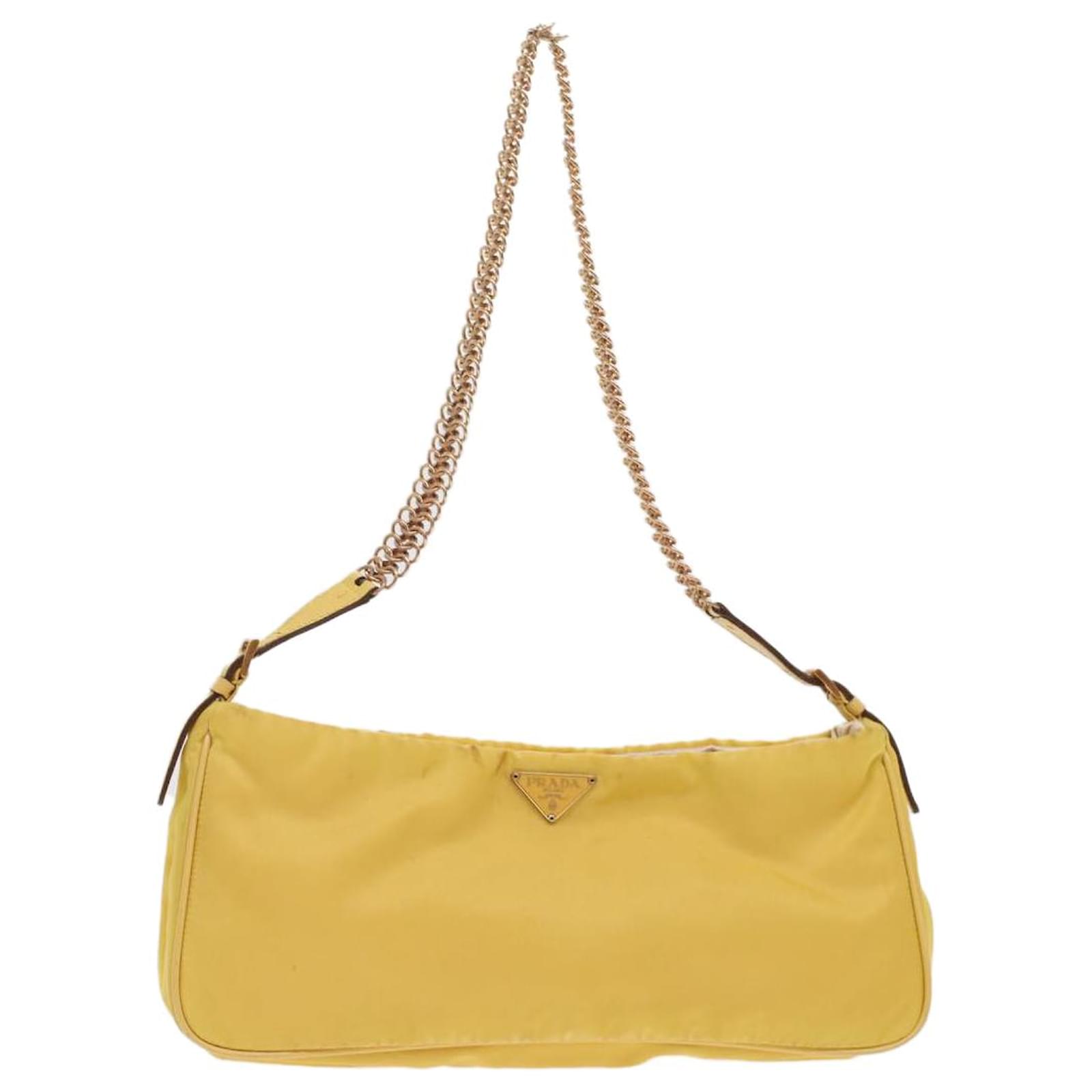 PRADA Chain Shoulder Bag Nylon Yellow Auth hk780 ref.1025858 - Joli Closet
