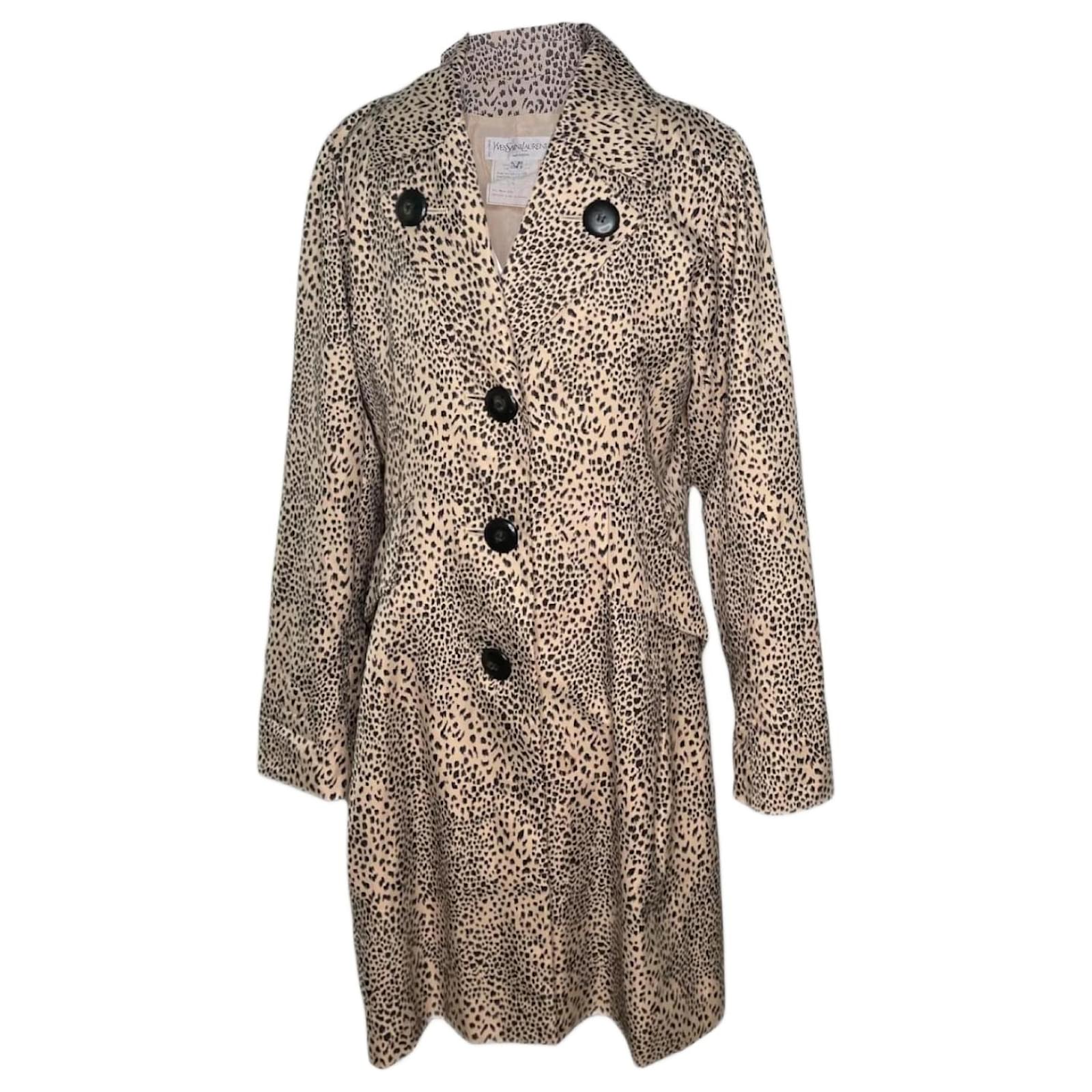 Saint laurent leopard coat online