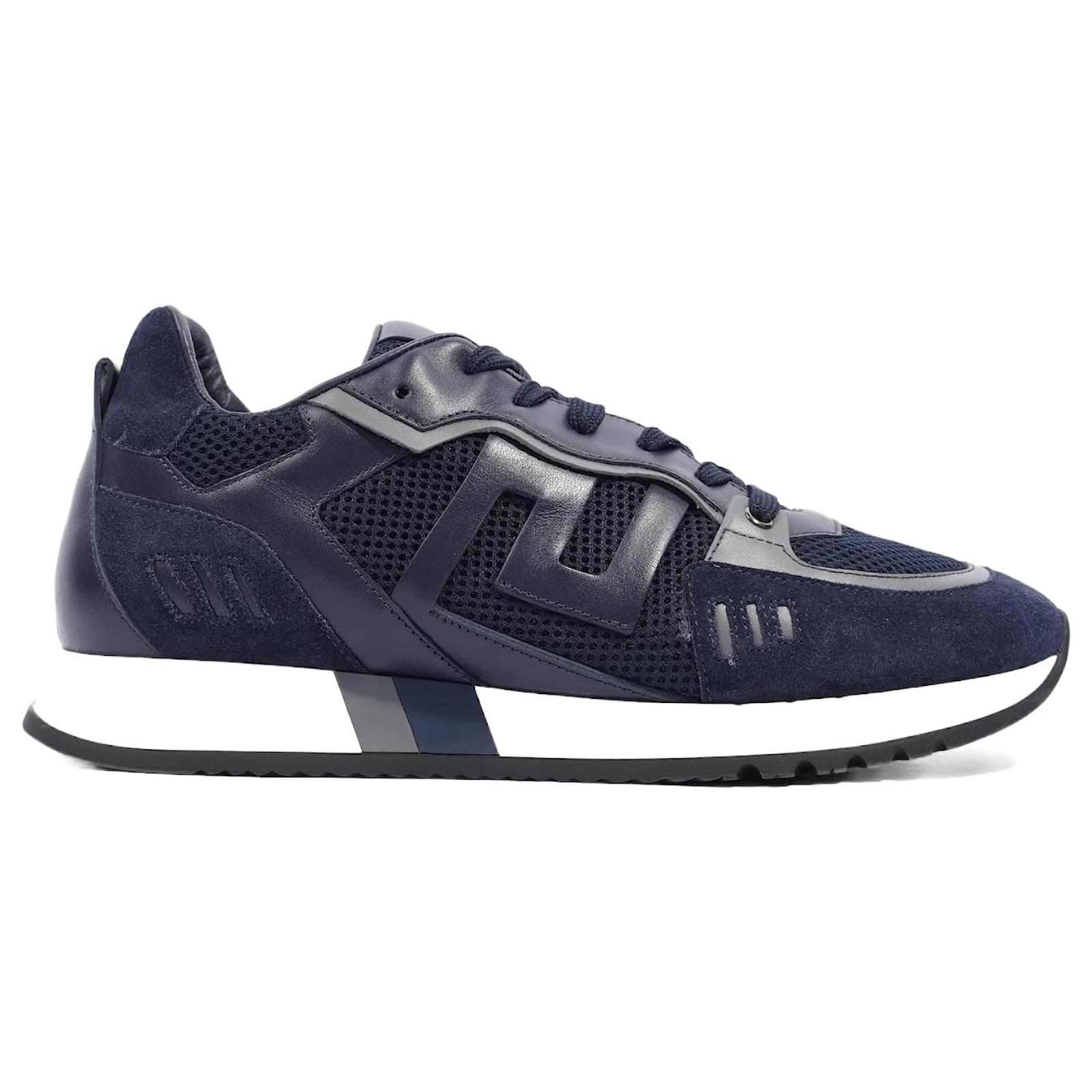 Versace Low Top Sneaker Navy EU 42 UK Navy blue Leather ref