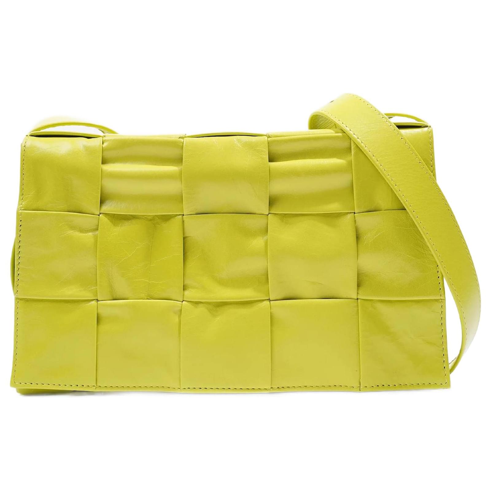 Bottega Veneta Cassette Neon Green Leather Shoulder Bag