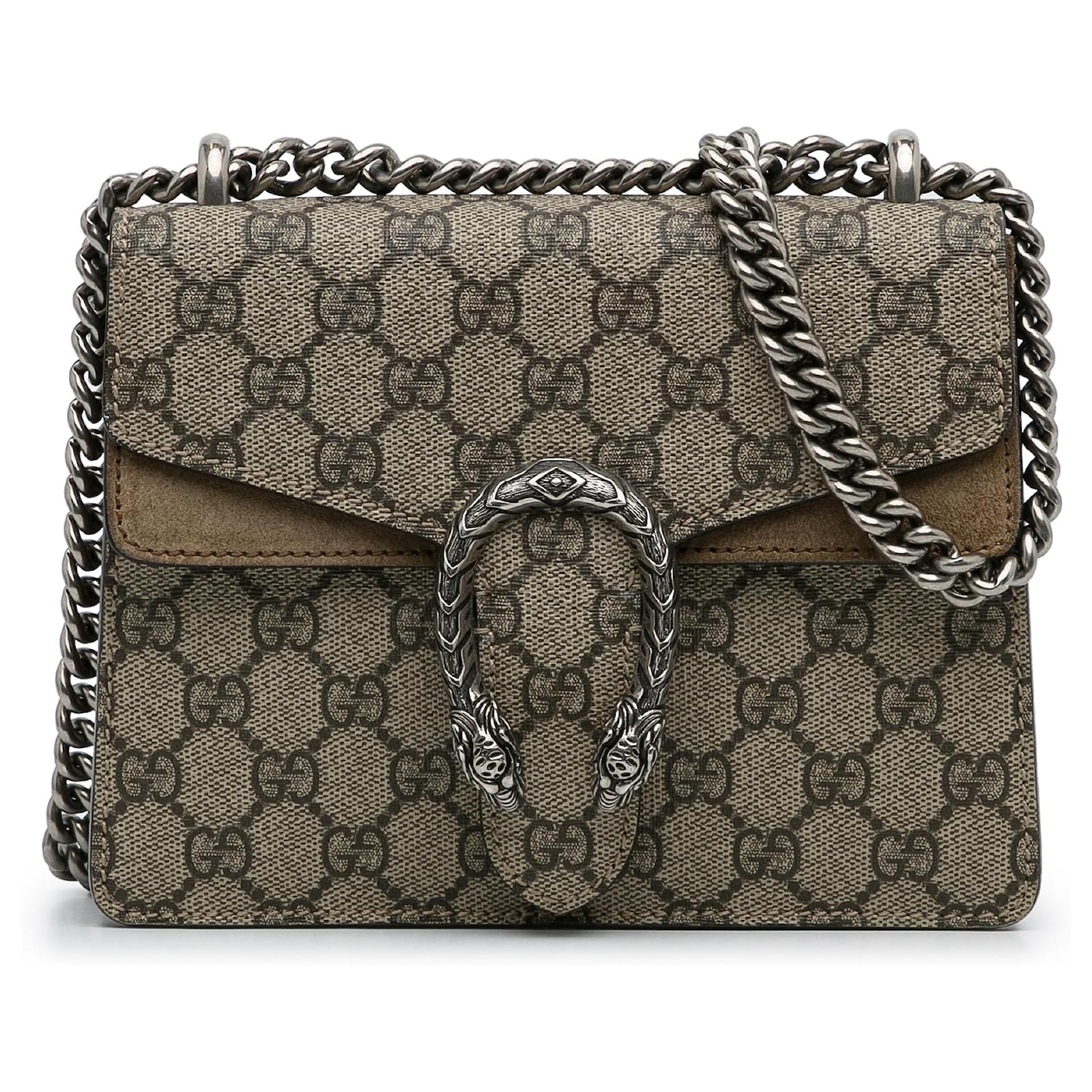 Gucci Diaper Bag GG Supreme Beige/Ebony in Canvas with Silver-tone