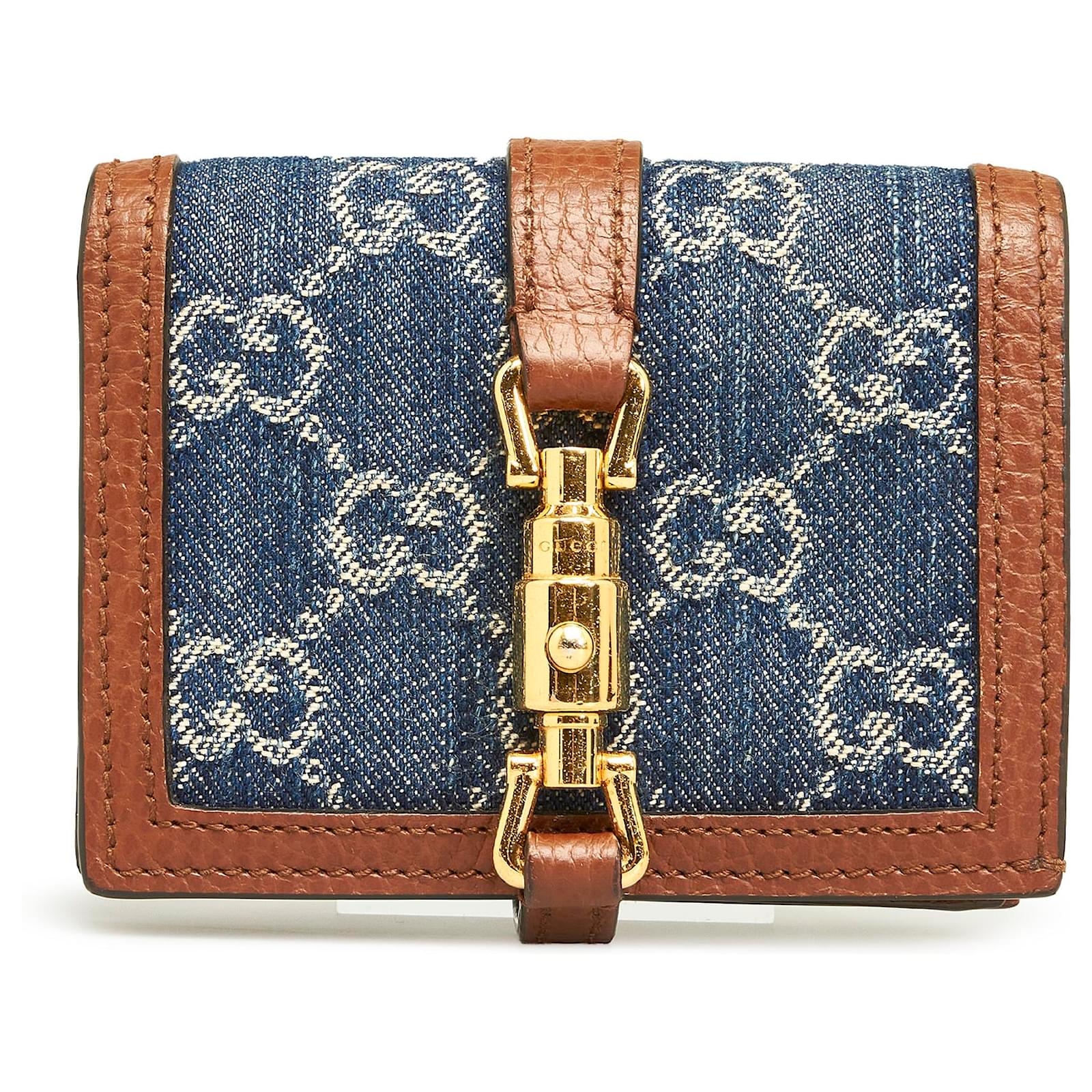 Blue Gucci GG Denim Jackie Compact Wallet – Designer Revival