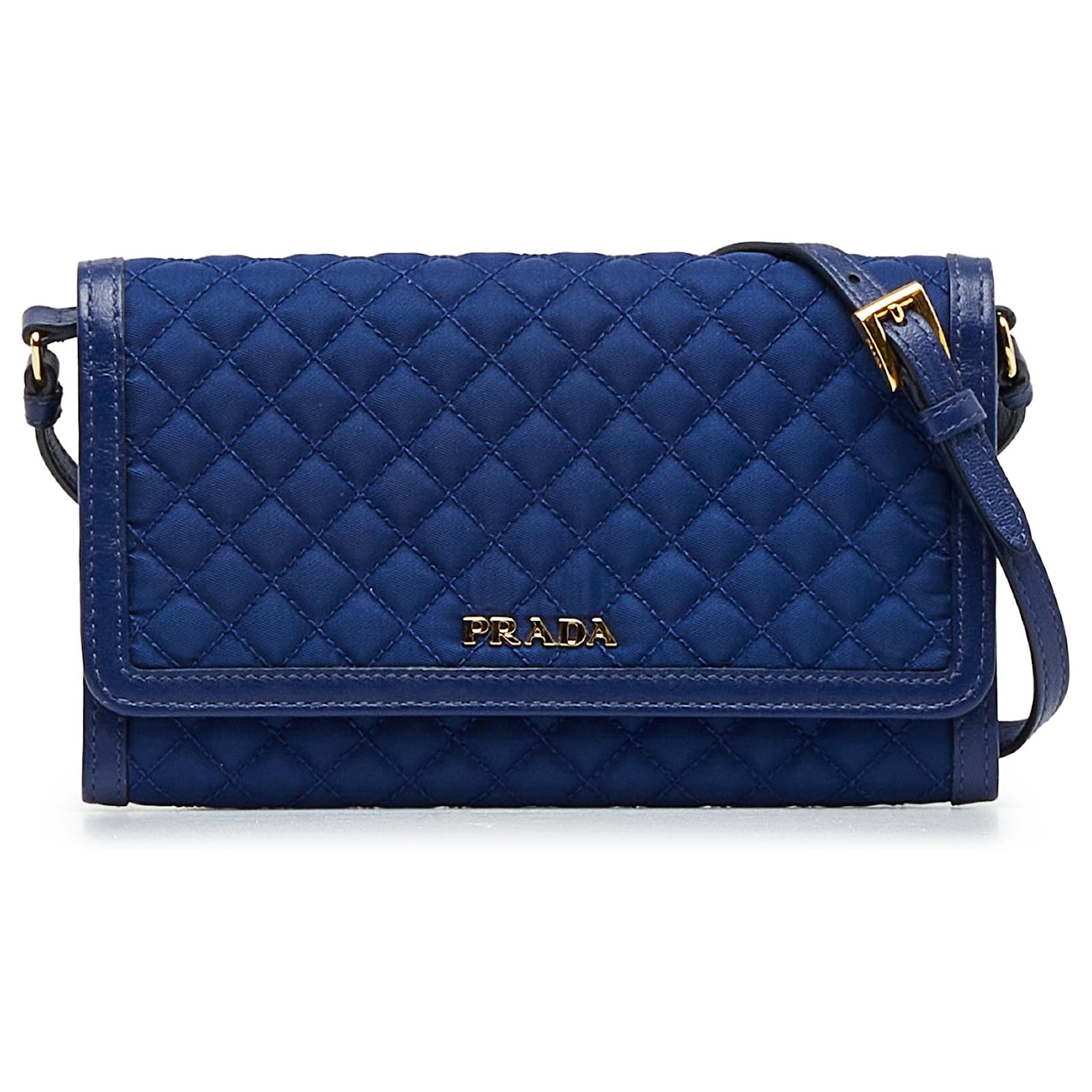 Prada Blue Impuntu Tessuto Wallet on Strap Nylon Cloth ref.1026586