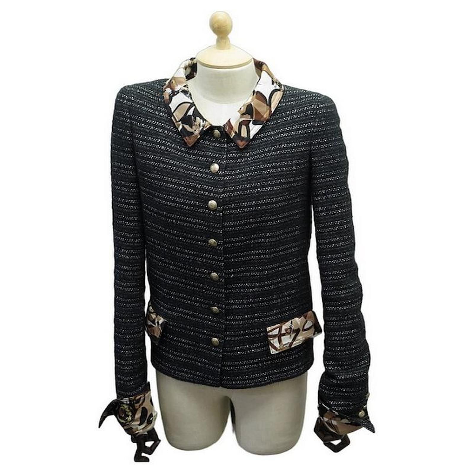 black tweed chanel jacket 38