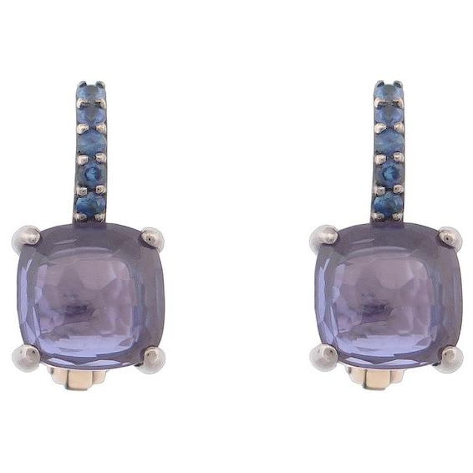 POMELLATO BABY IOLITE DIAMOND YELLOW GOLD EARRINGS 18K GOLD