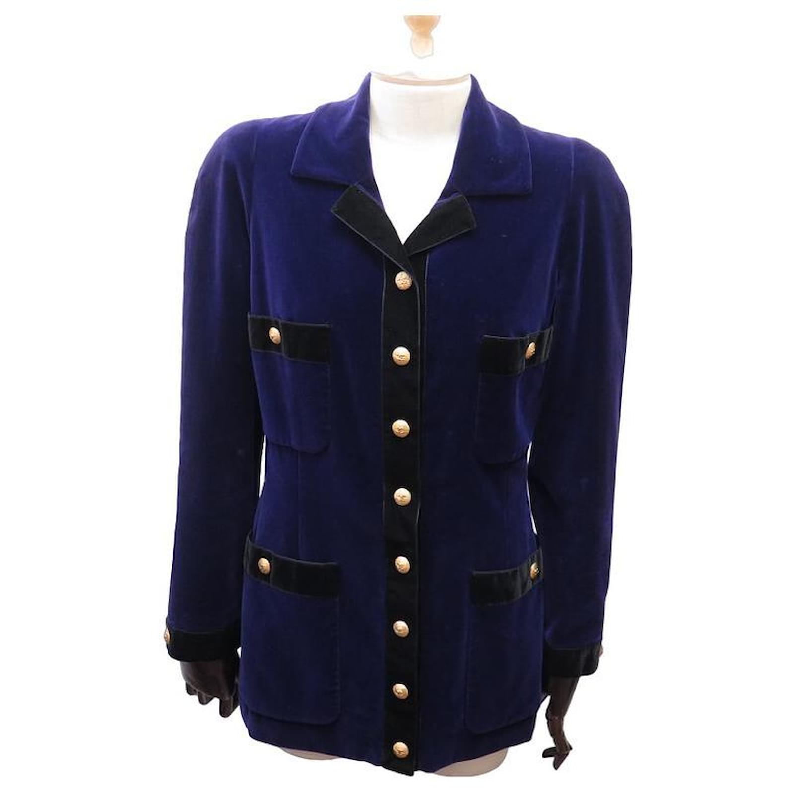 Jackets Chanel Vintage Chanel Tailor Jacket 21411/b30 M 40 Blue Velvet Velvet Jacket