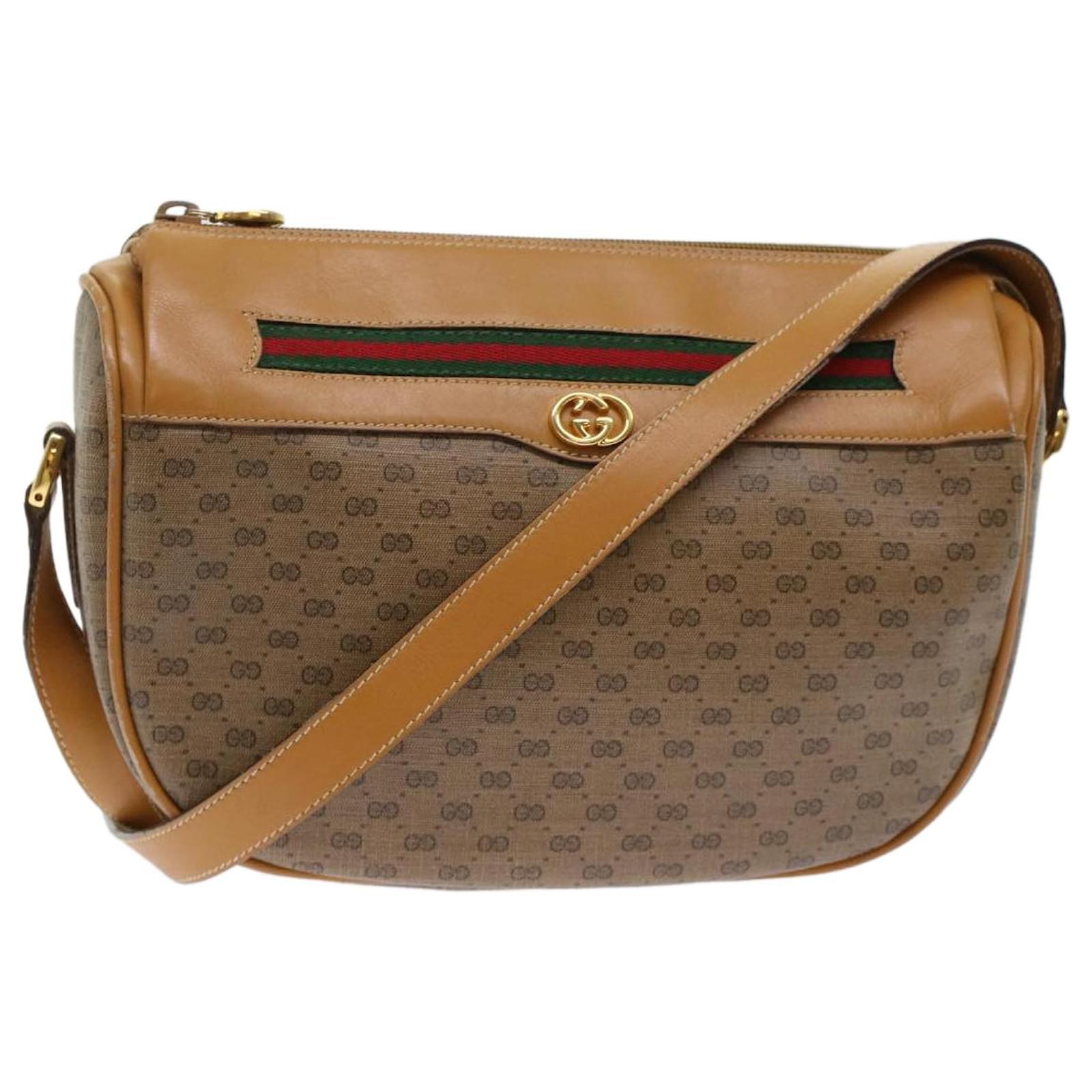 GUCCI Micro GG Canvas Web Sherry Line Shoulder Bag Beige Red Green Auth  ep1231