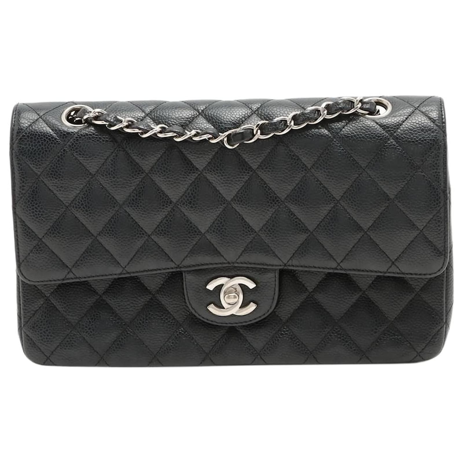 Chanel Black medium 2006-2008 caviar Classic silver hardware double flap bag  Leather ref.1027751 - Joli Closet