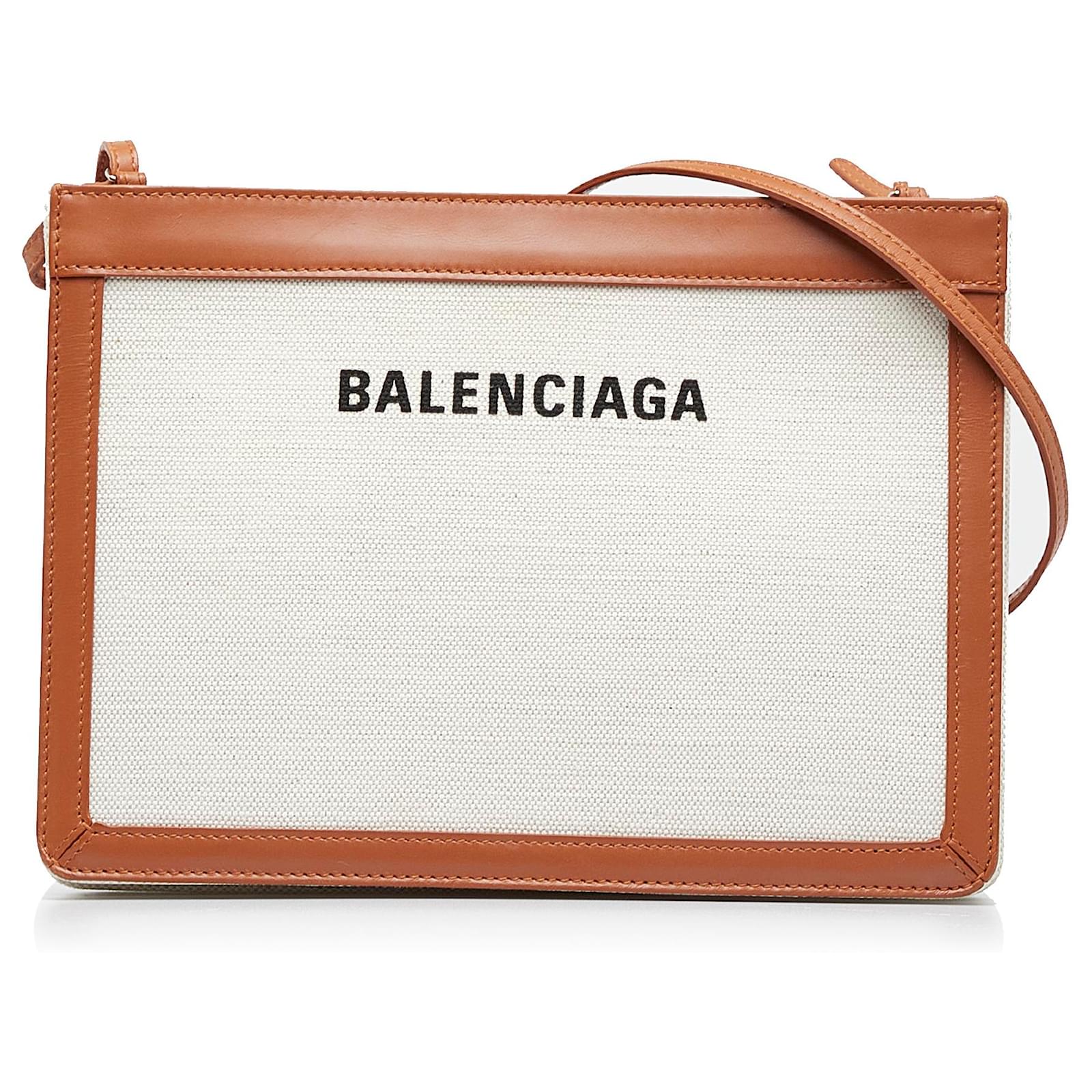 Borsa a tracolla Balenciaga bianca marina Bianco Tela Panno ref