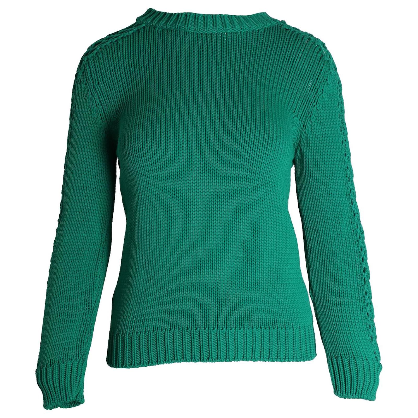 Vanessa Bruno Mid Weight Knit Sweater in Green Cotton