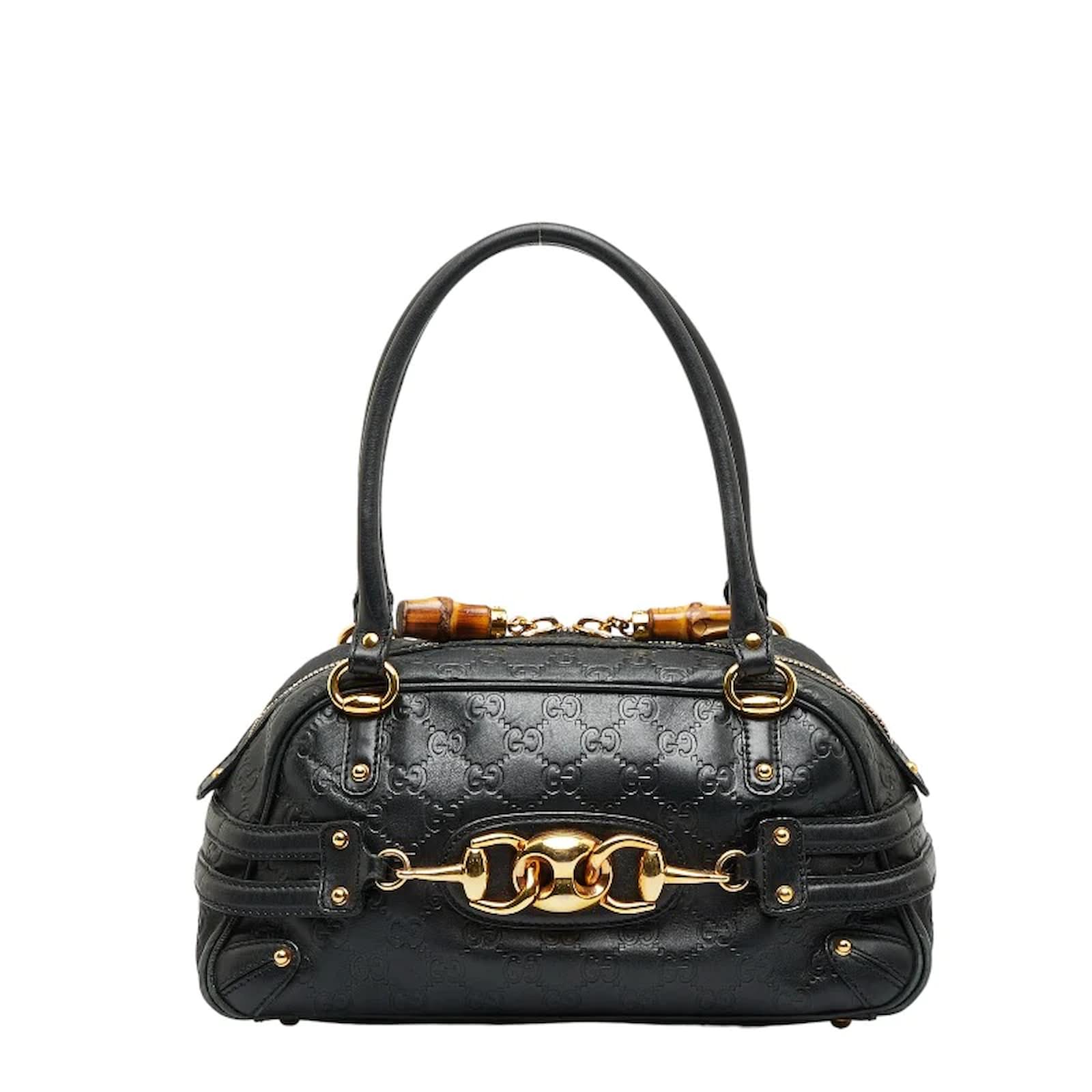 Guccissima Leather Wave Boston Bag 159399 Black Pony-style