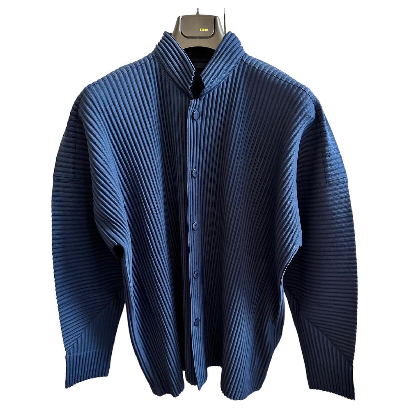 Issey Miyake Homme Plissé shirt jacket in pervinca blue Polyester
