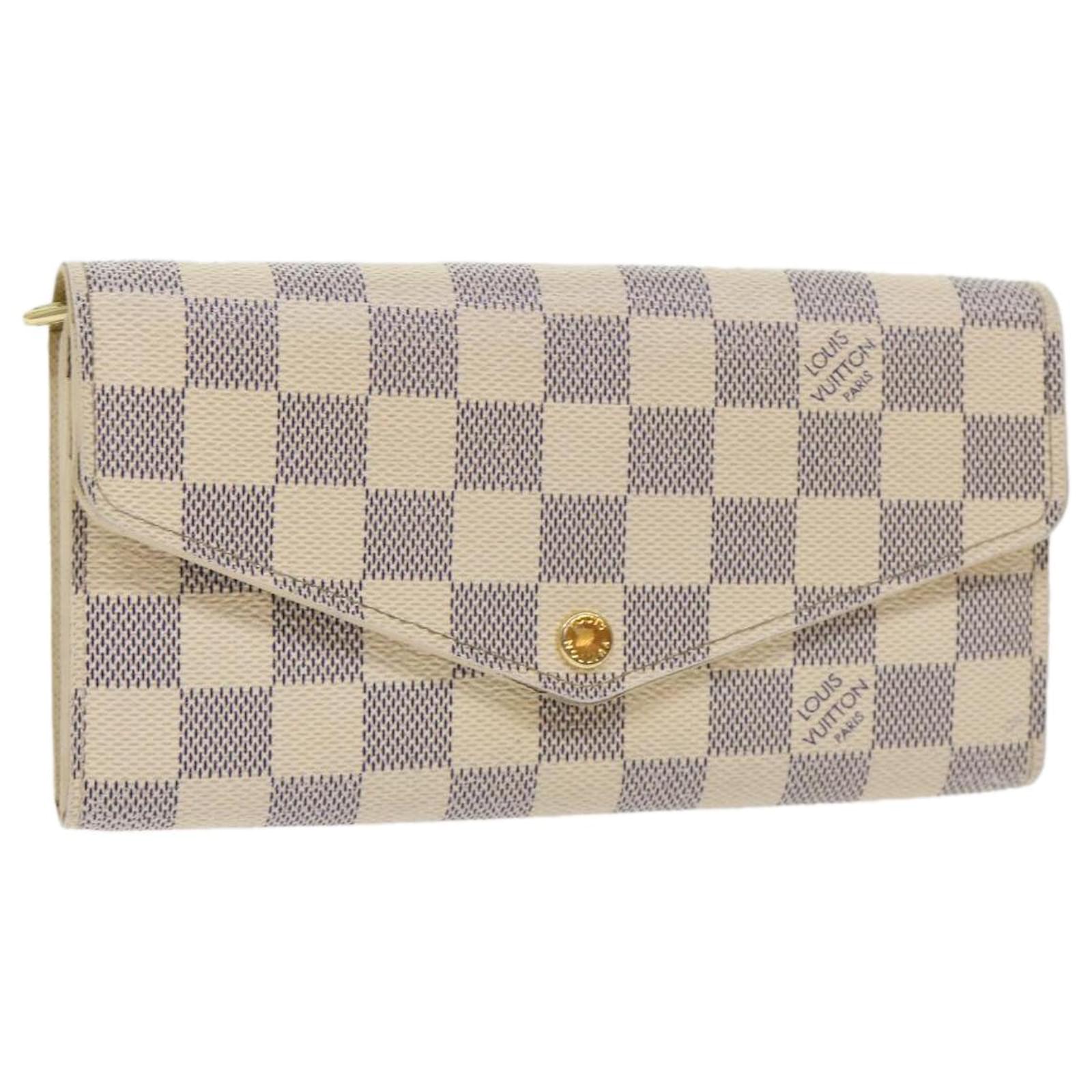 Louis Vuitton Damier Azur Sarah Long Wallet White Leather ref