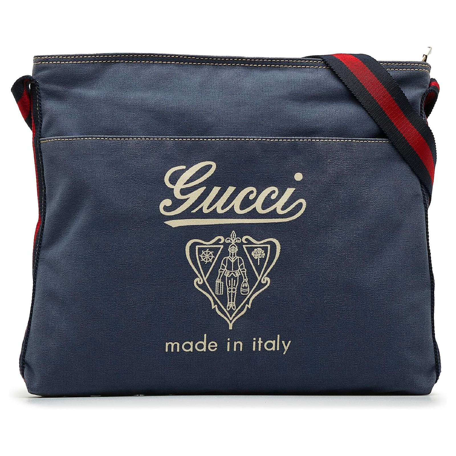 Gucci Blue Web Denim Crossbody Bag Navy blue Cloth ref.1030025 - Joli Closet