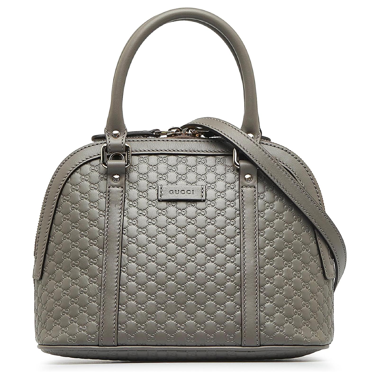 GUCCI Gray Microguccissima Leather Small Dome Crossbody Bag - The