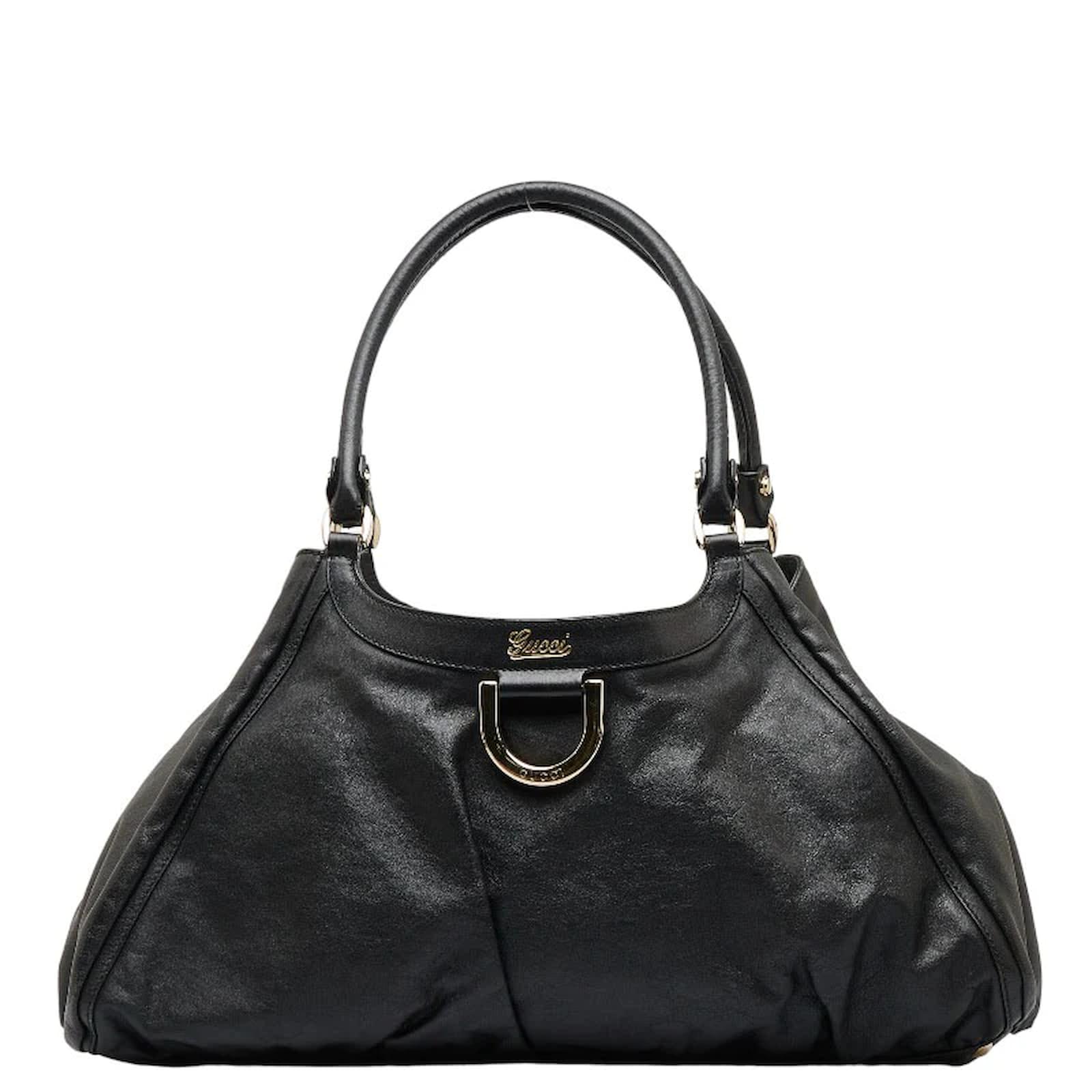 Gucci Leather Abbey D-Ring Shoulder Bag 189835 Black Pony-style ...