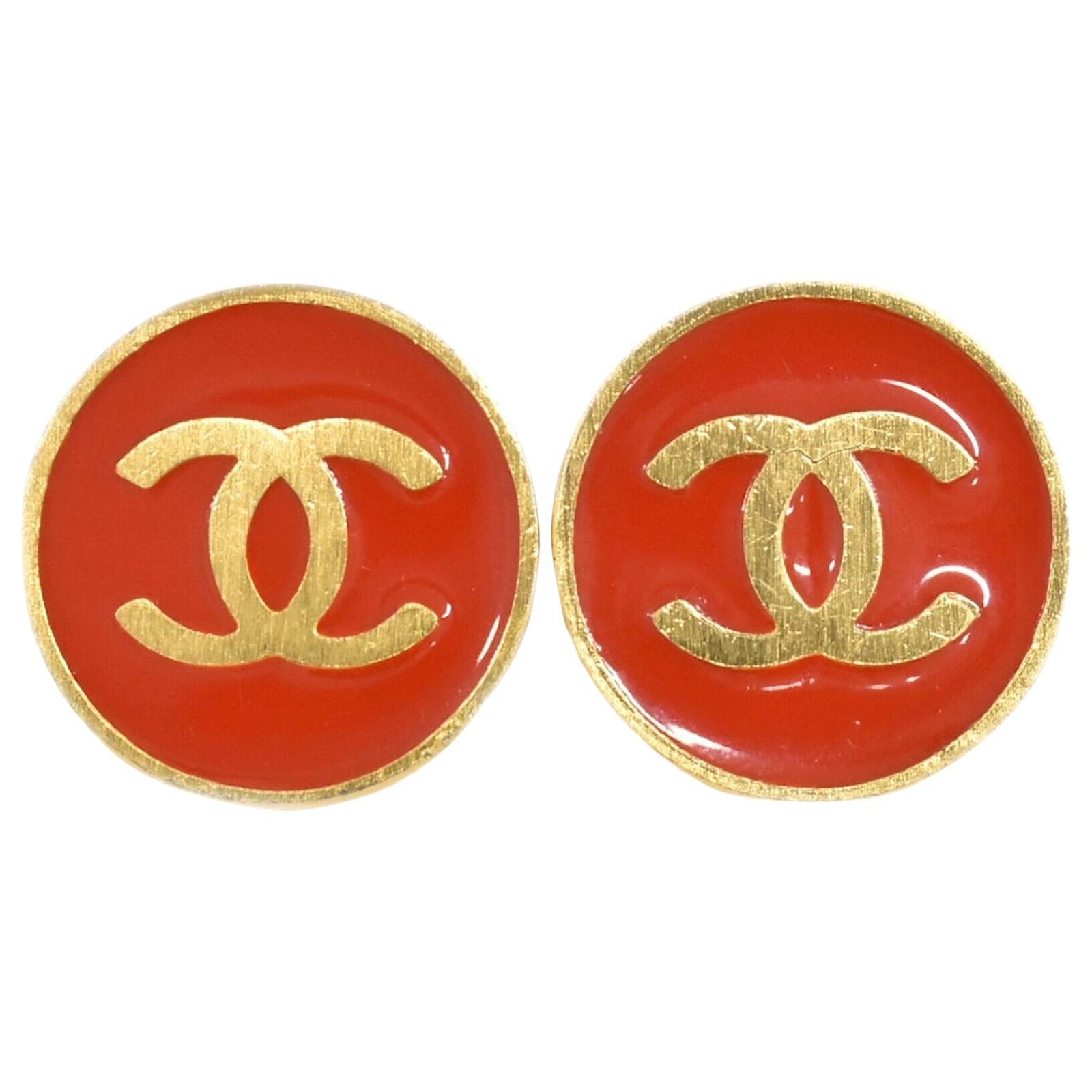 CHANEL Gold Plated COCO Mark Heart Rhinestone Pierce gold
