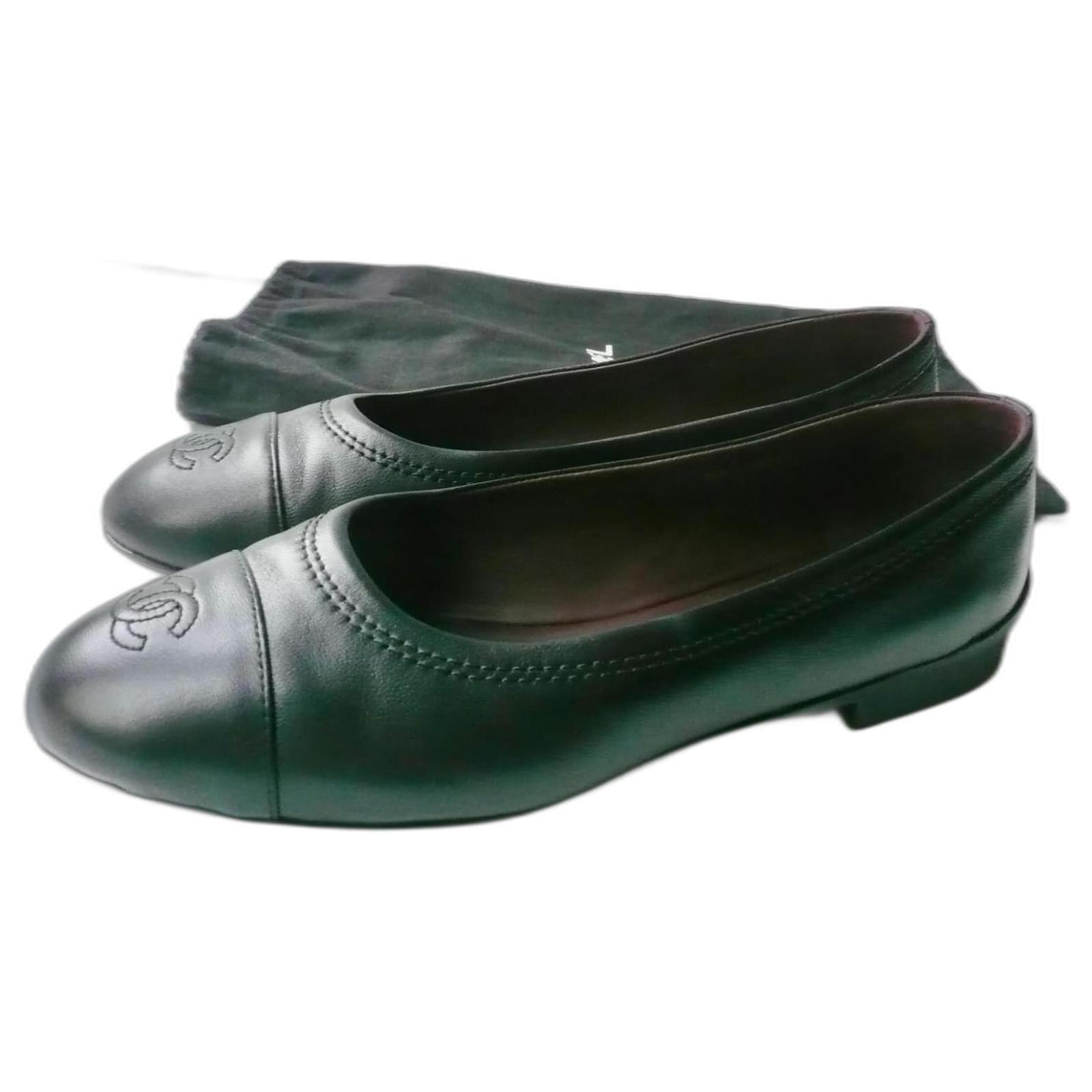 CHANEL Black leather ballet flats new rubber sole T.38,5 IT ref.1031394 -  Joli Closet