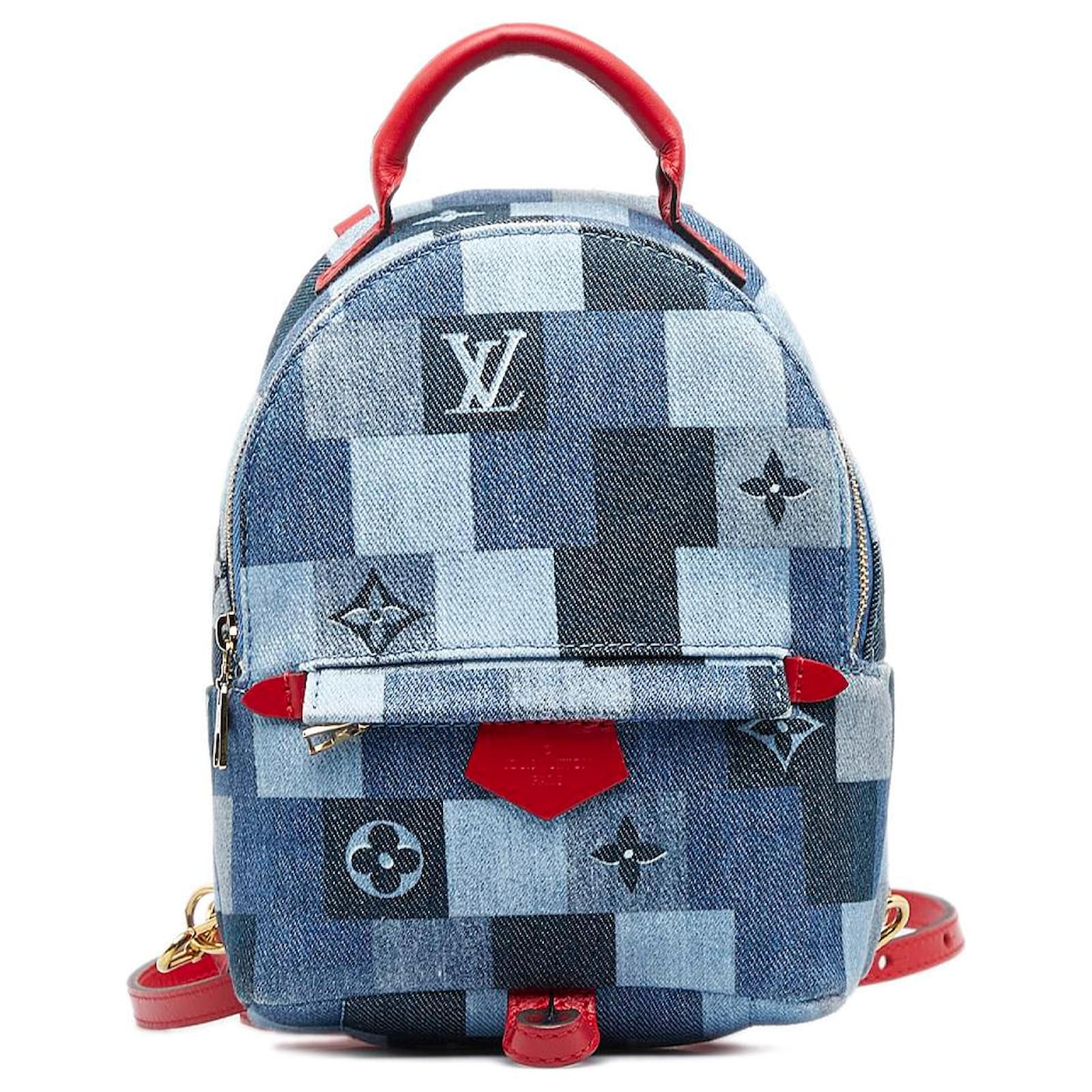 Louis Vuitton Palm Springs Mini Backpack (Denim / Red) - Like New