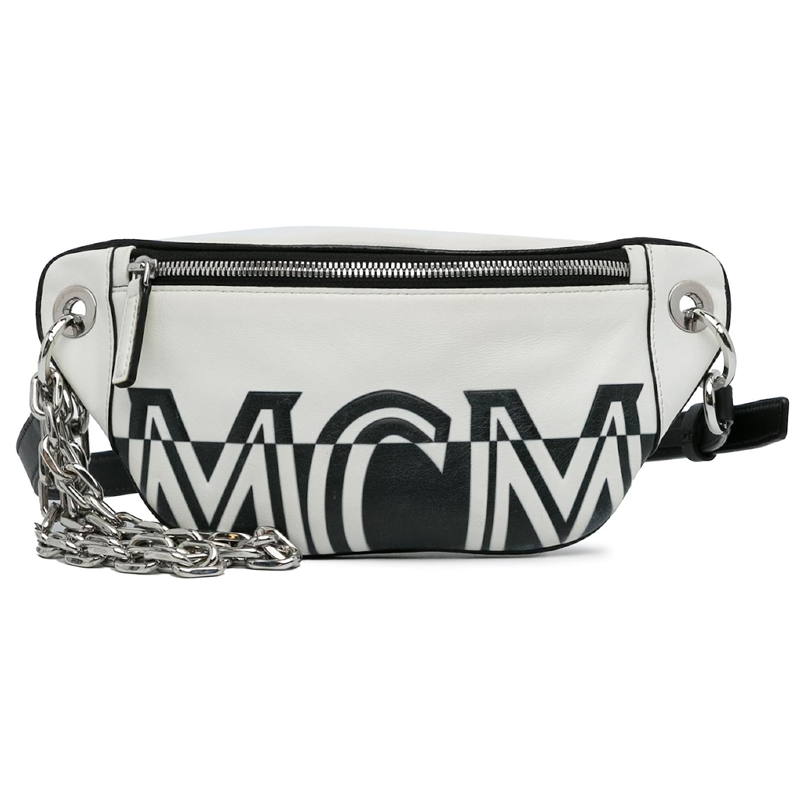 White mcm fanny discount pack