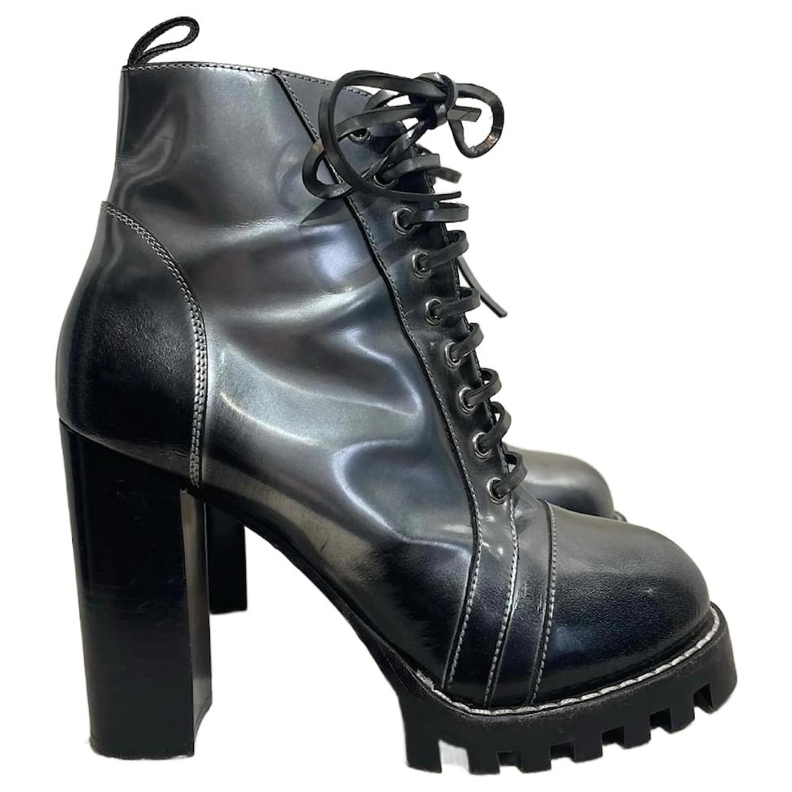 Louis Vuitton Black Leather and Monogram Canvas Star Trail Ankle Boots Size  37.5 Louis Vuitton