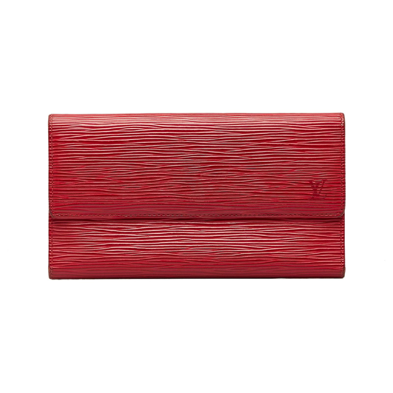 Red Louis Vuitton Epi Portefeuille Sarah Long Wallet – Designer