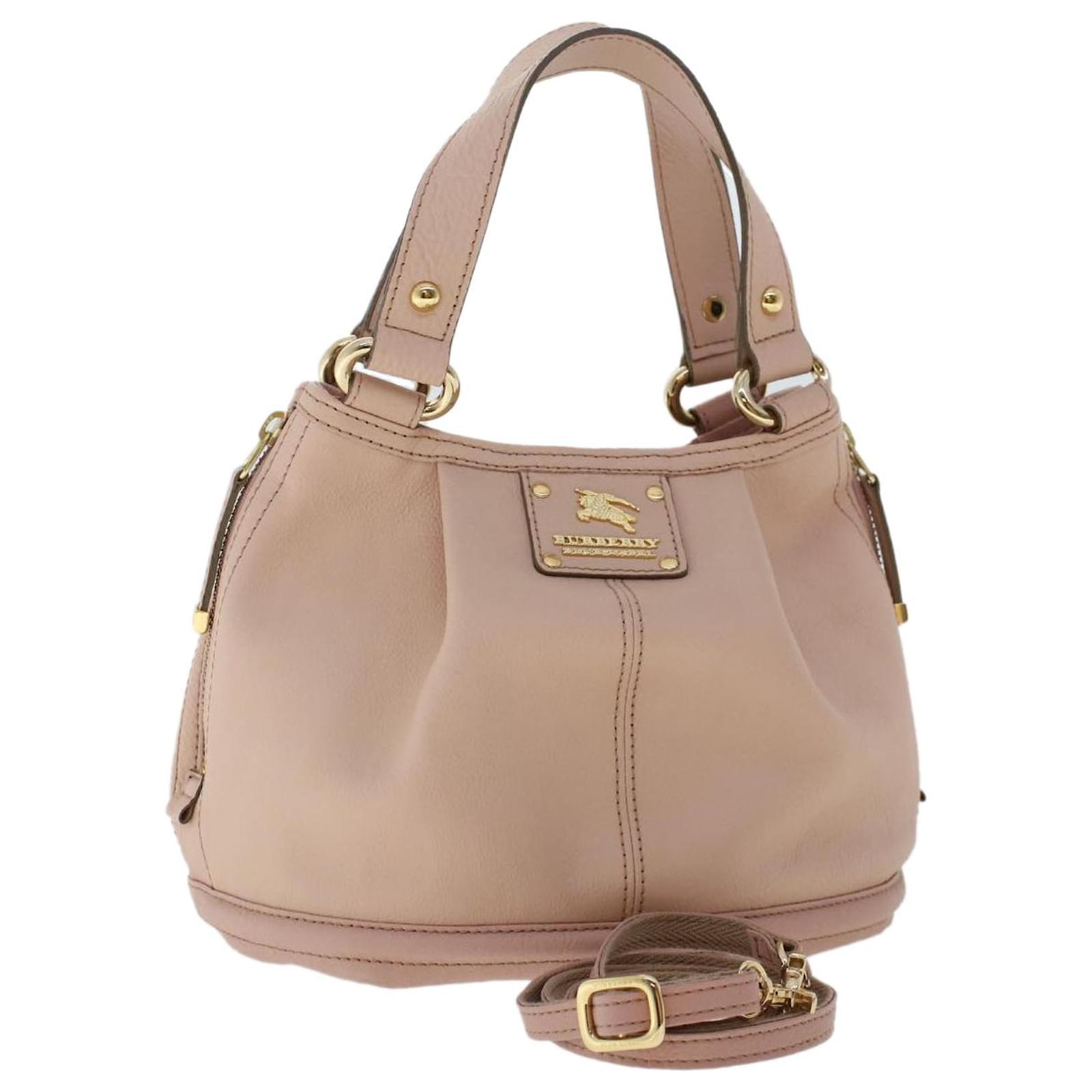 BURBERRY Blue Label Hand Bag Leather 2way Pink Auth bs7238 ref