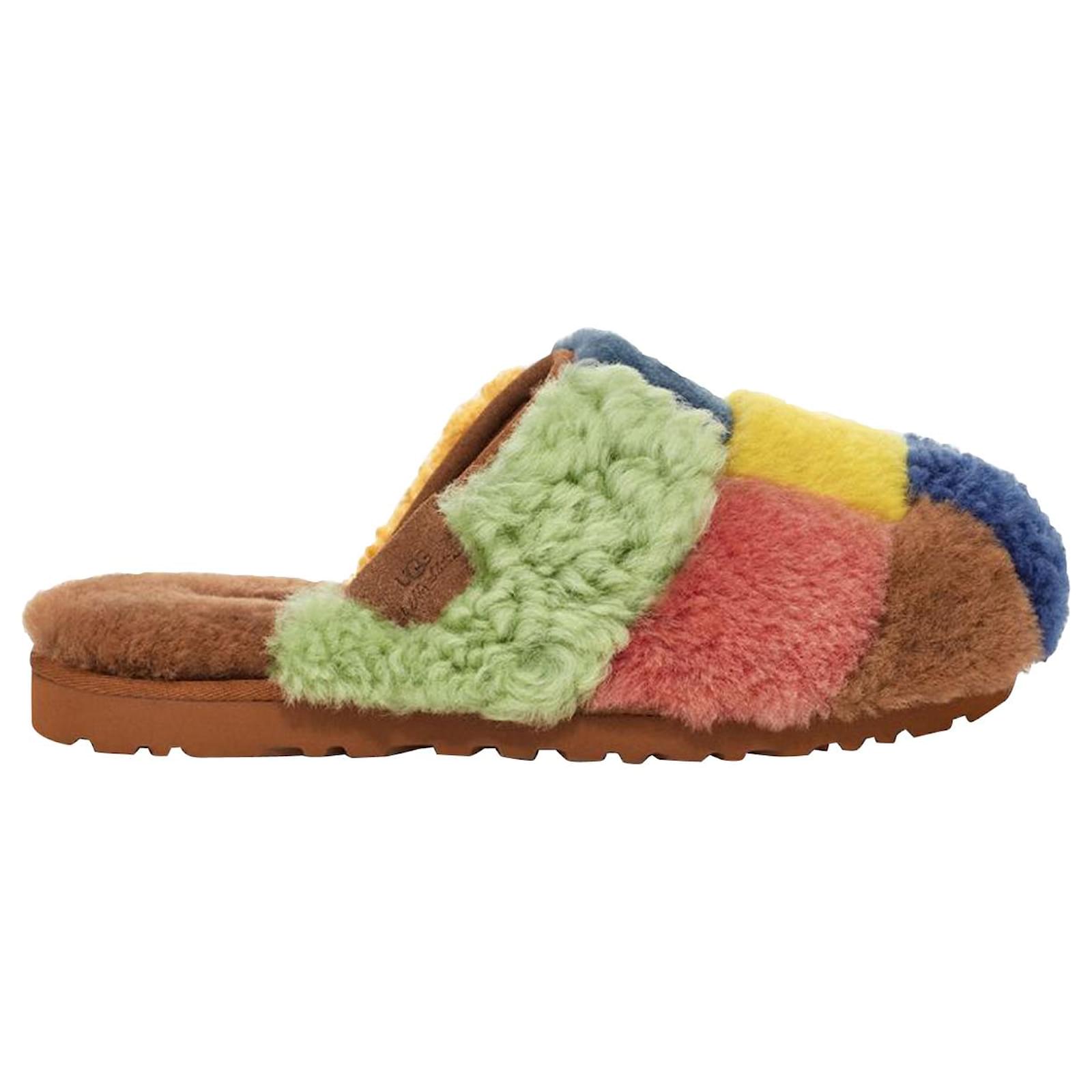 Multi colored ugg slides best sale