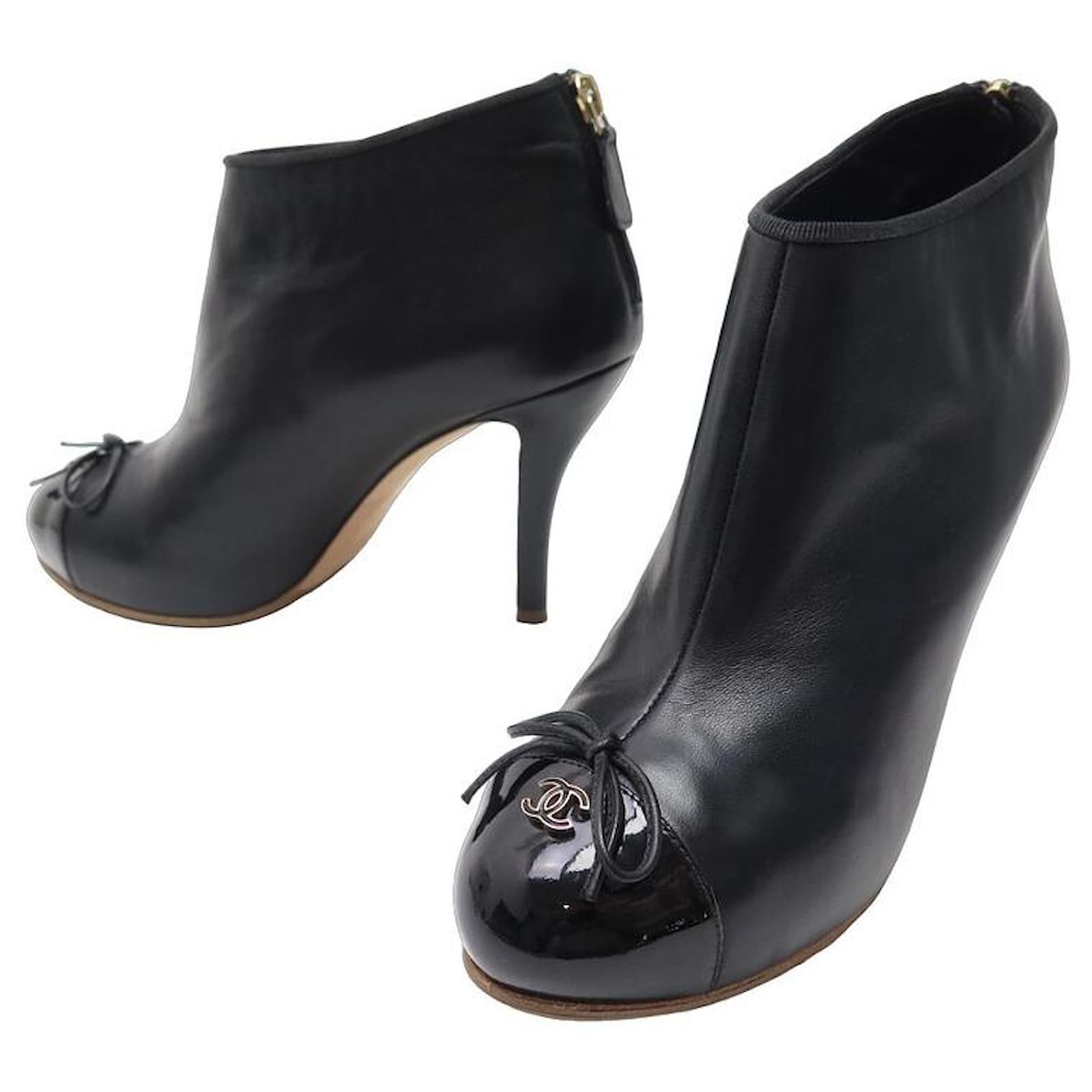 Ankle Boots Chanel New Chanel Shoes CC G Logo Ankle BOOTS28409 38.5 Black Leather + Box