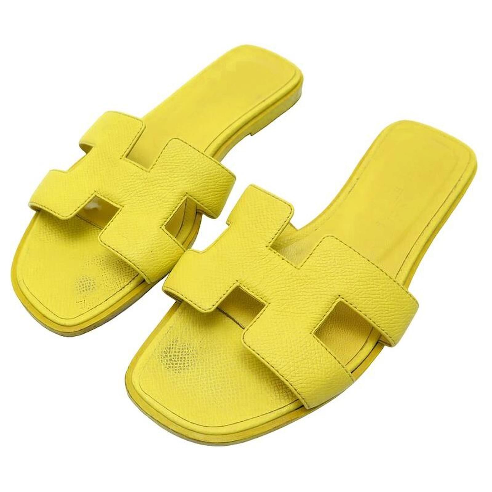 Hermès HERMES SHOES ORAN SANDALS 35 YELLOW EPSOM LEATHER LEATHER