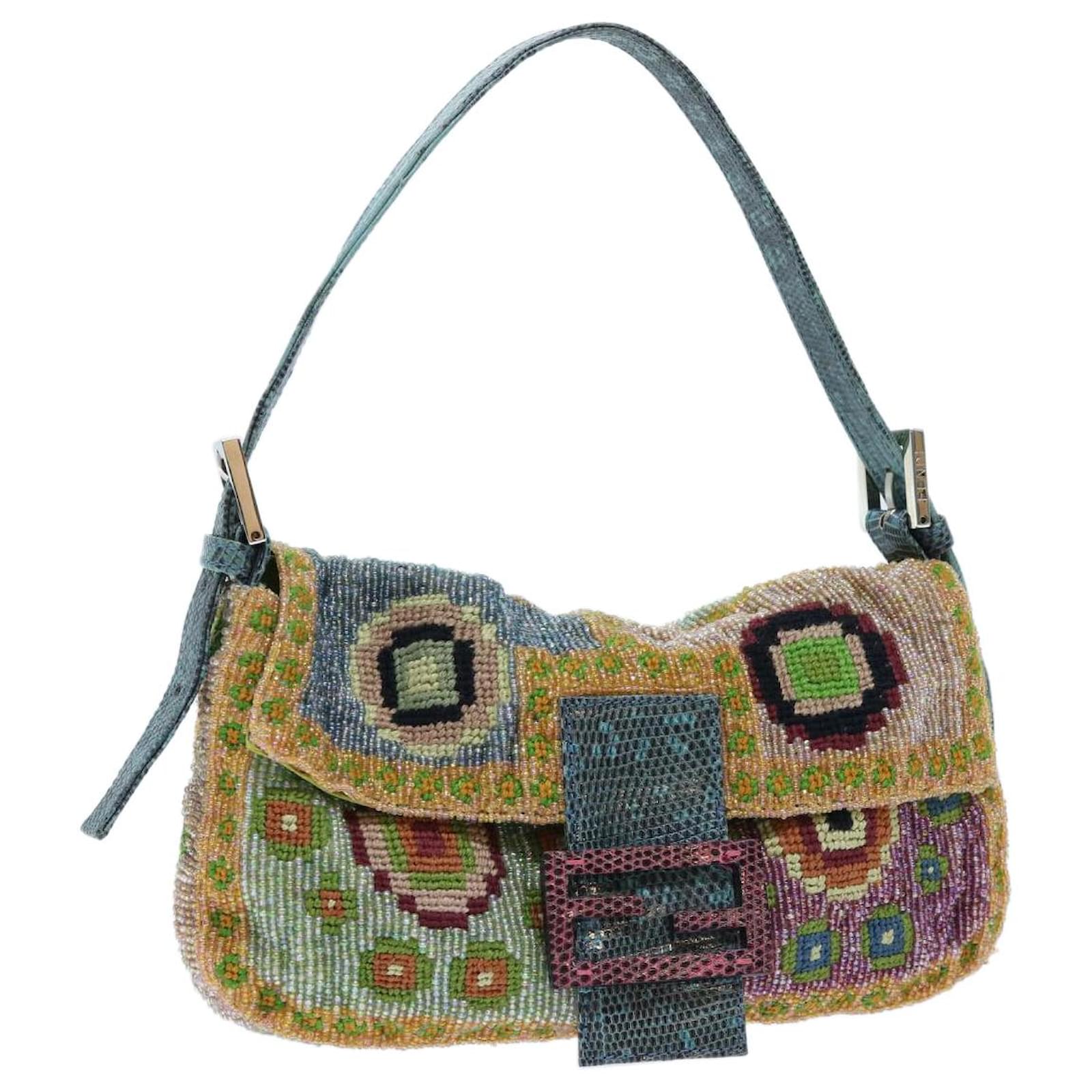 FENDI Mamma Baguette Sac à bandoulière Perles Multicolore Auth