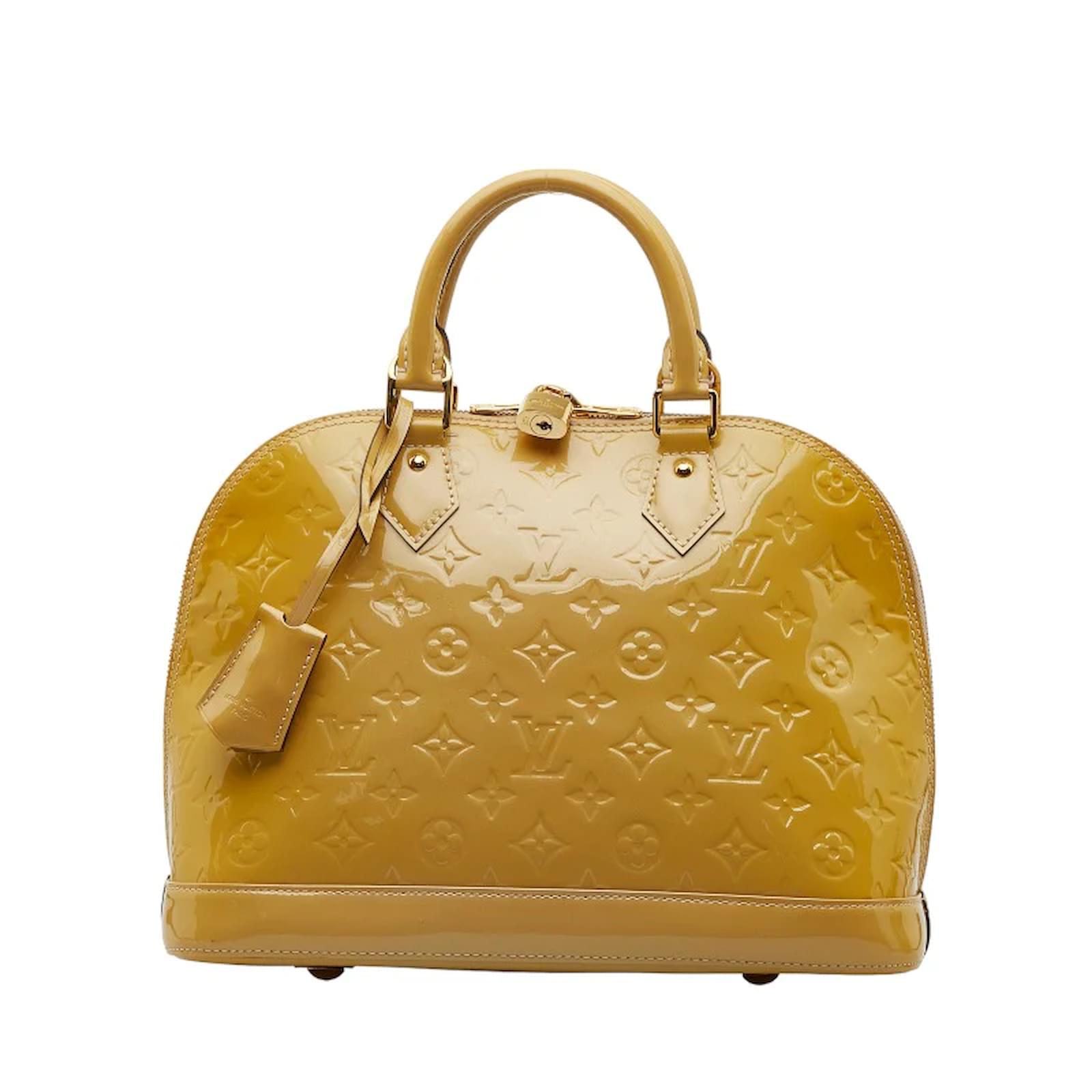 Louis Vuitton Yellow Monogram Vernis Alma PM Leather Patent