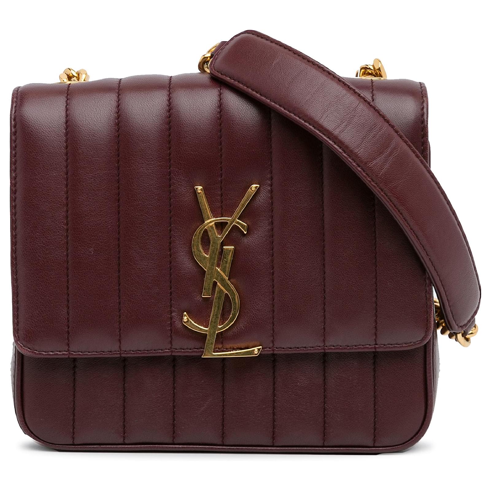 Yves Saint Laurent YSL Red Medium Vicky Crossbody Bag Leather Pony