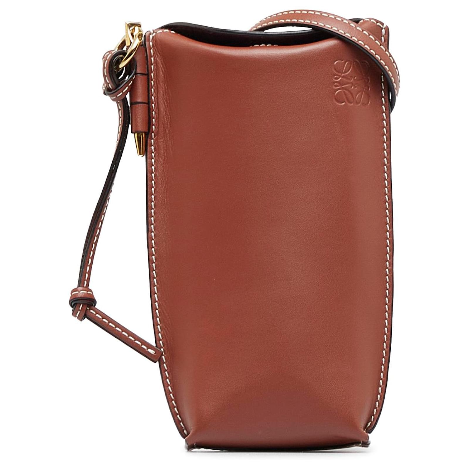 Loewe Brown Gate Pocket Leather Crossbody Bag Pony-style calfskin