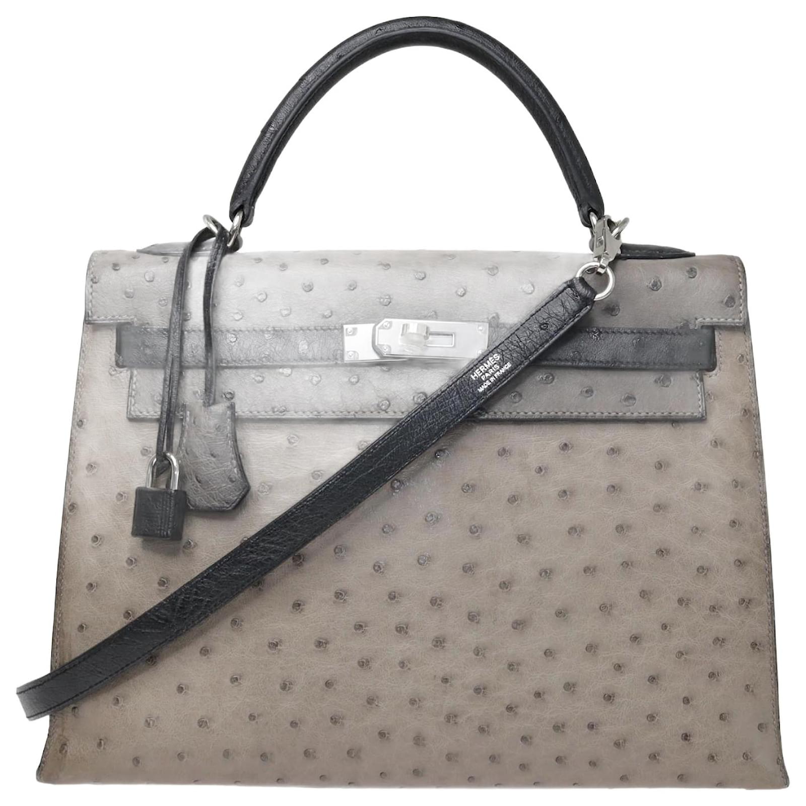 Hermès Black/Mousse Kelly Sellier 32 W/ PHW Exotic leather ref
