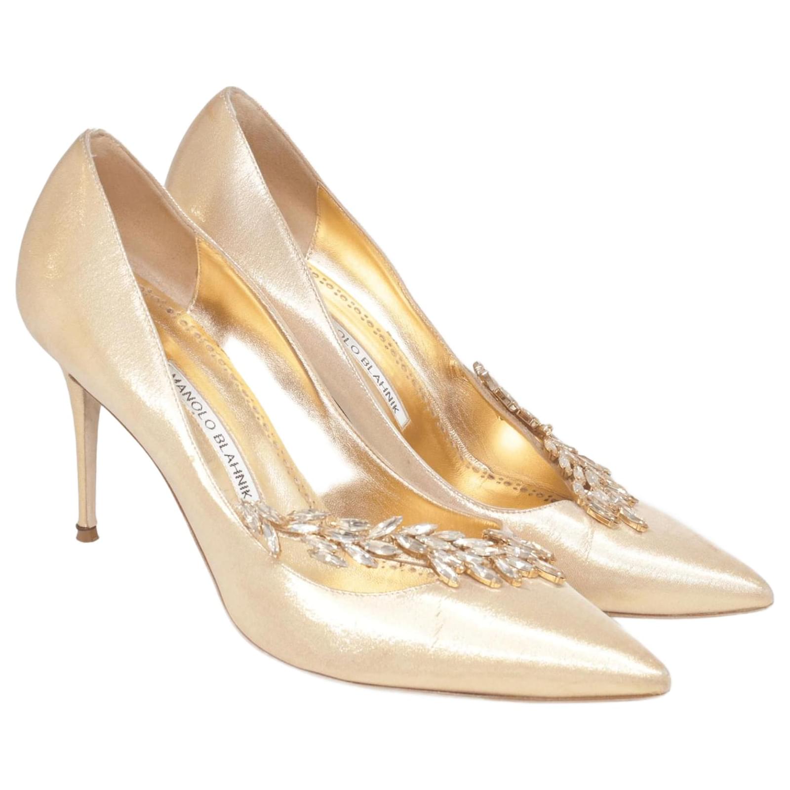 Buy EMBELLISHED GOLDEN POINTED TOE PUMPS for Women Online in India